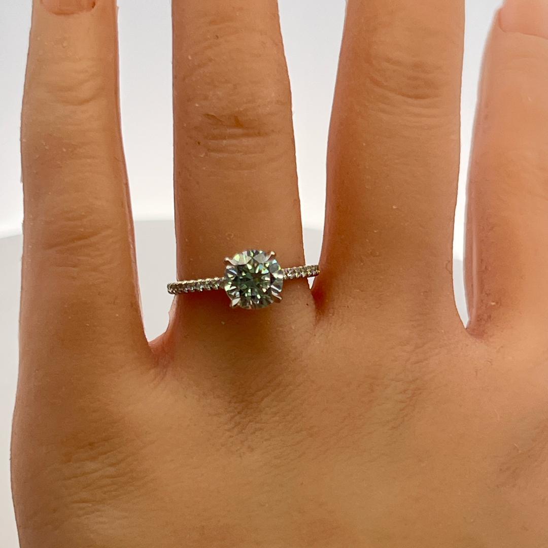 Palladium Engagement Ring with 1ct Lab-Grown  and 0.22ct Natural Diamonds
