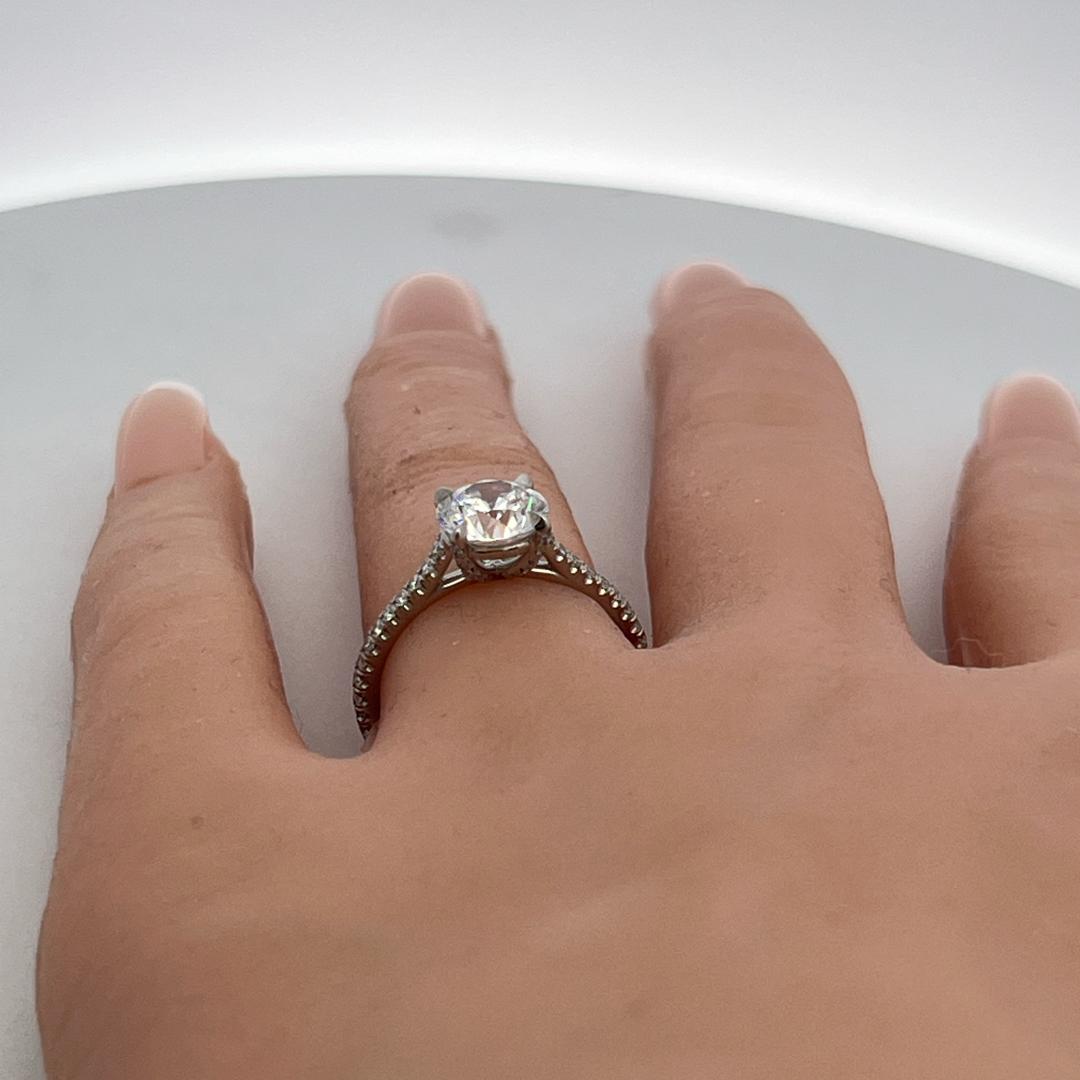 Palladium Engagement Ring with 1ct Lab-Grown  and 0.22ct Natural Diamonds