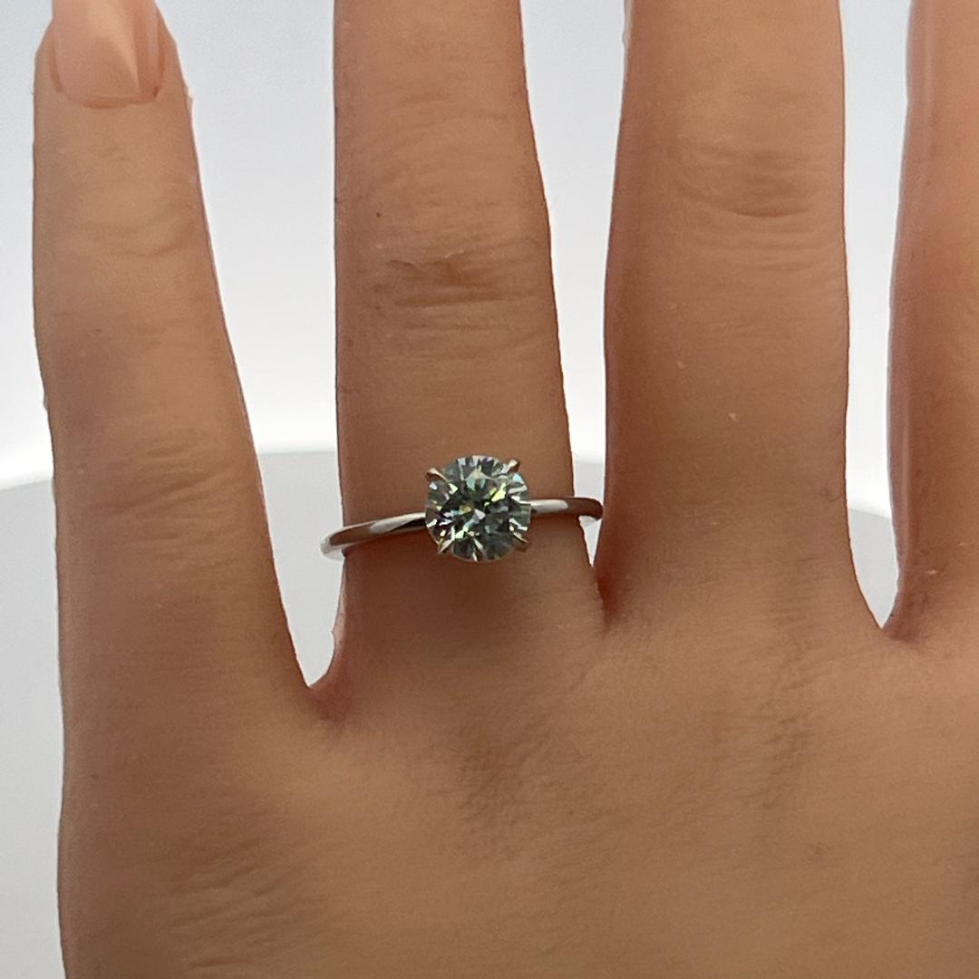 Palladium Engagement Ring with 0.19ct Round Natural 1.5 Ct Lab-Grown Diamond