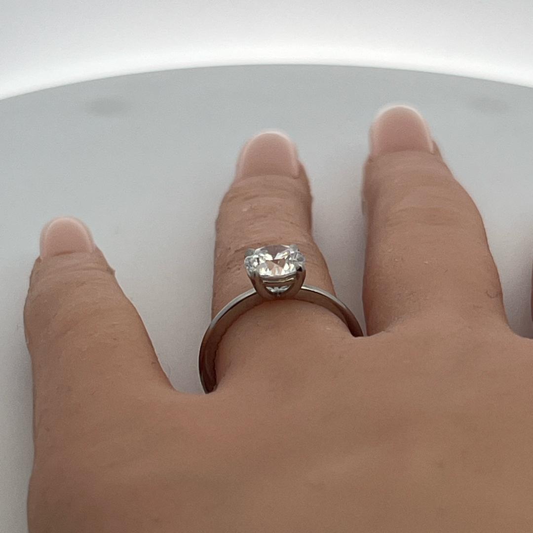 Palladium Engagement Ring with 0.19ct Round Natural 1.5 Ct Lab-Grown Diamond