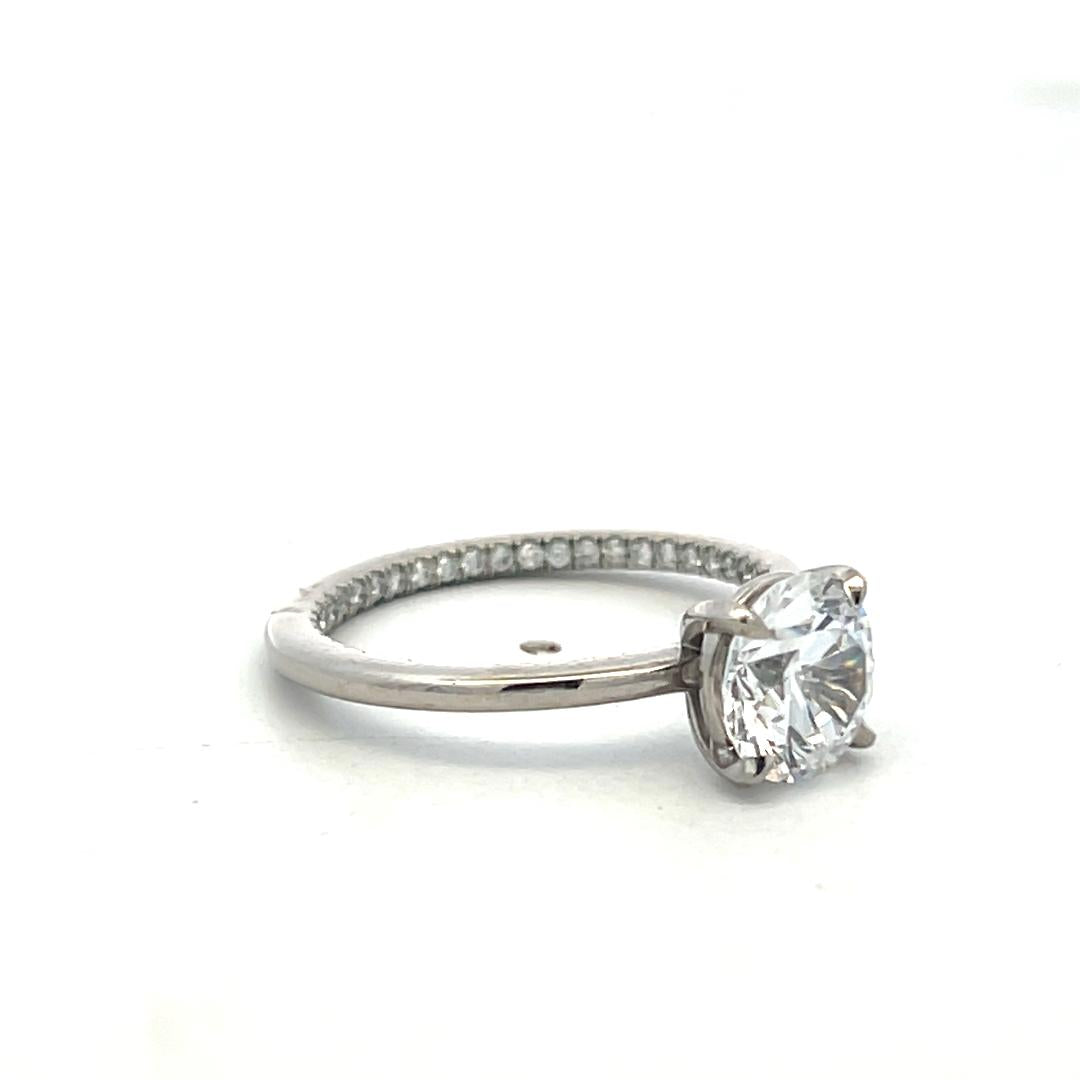 Palladium Engagement Ring with 0.19ct Round Natural 1.5 Ct Lab-Grown Diamond