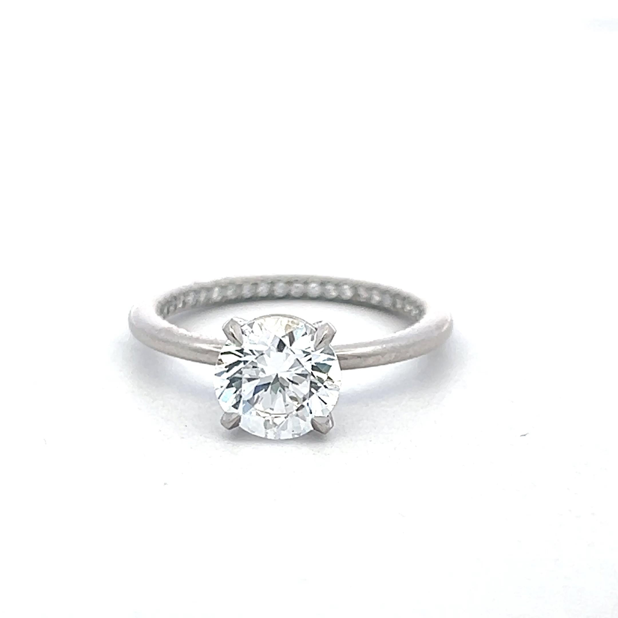 Palladium Engagement Ring with 0.19ct Round Natural 1.5 Ct Lab-Grown Diamond