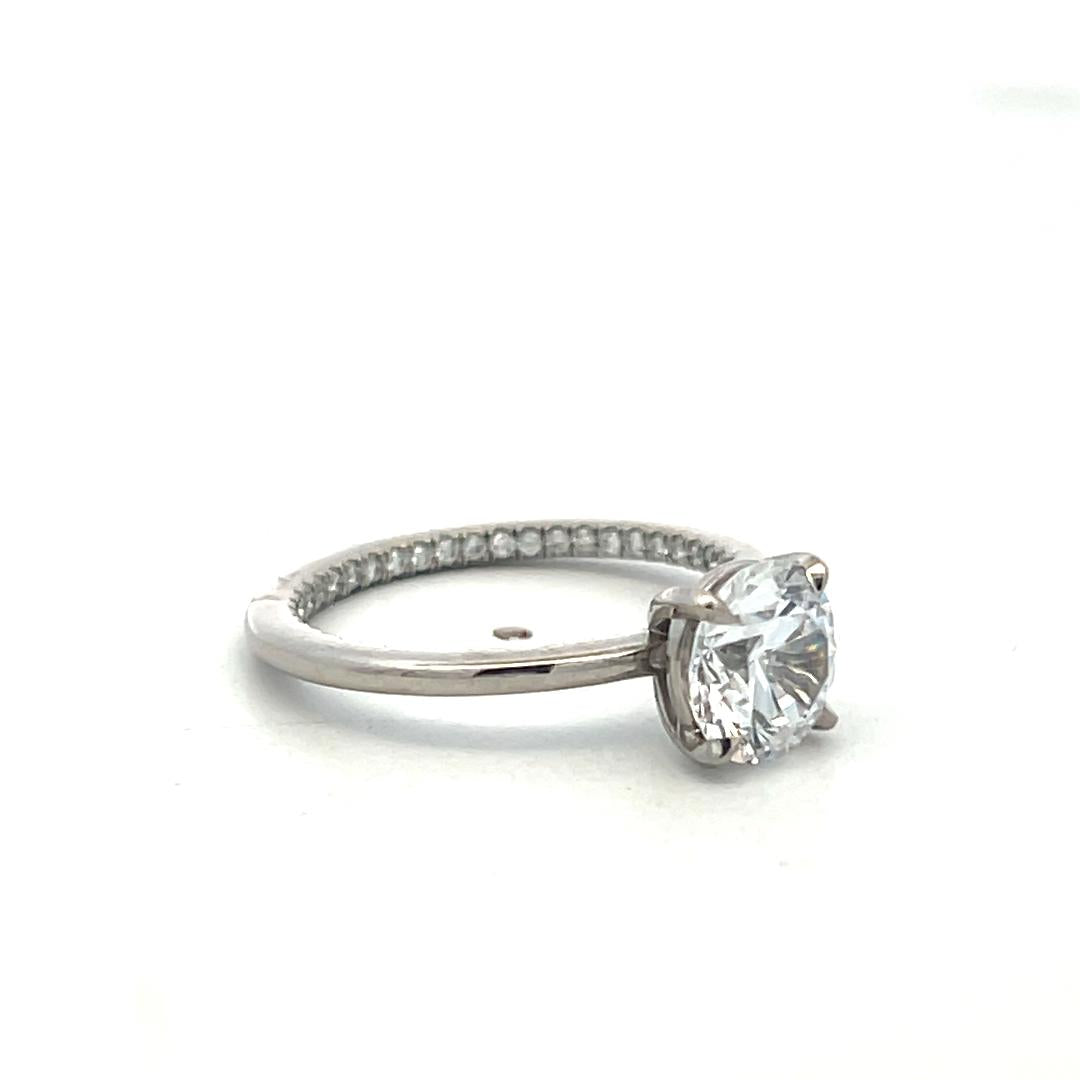 Palladium Engagement Ring with 0.19ct Round Natural 1.5 Ct Lab-Grown Diamond