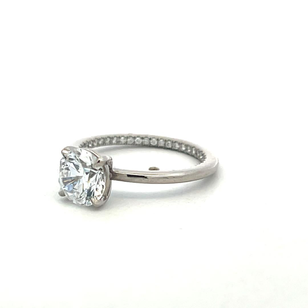 Palladium Engagement Ring with 0.19ct Round Natural 1.5 Ct Lab-Grown Diamond