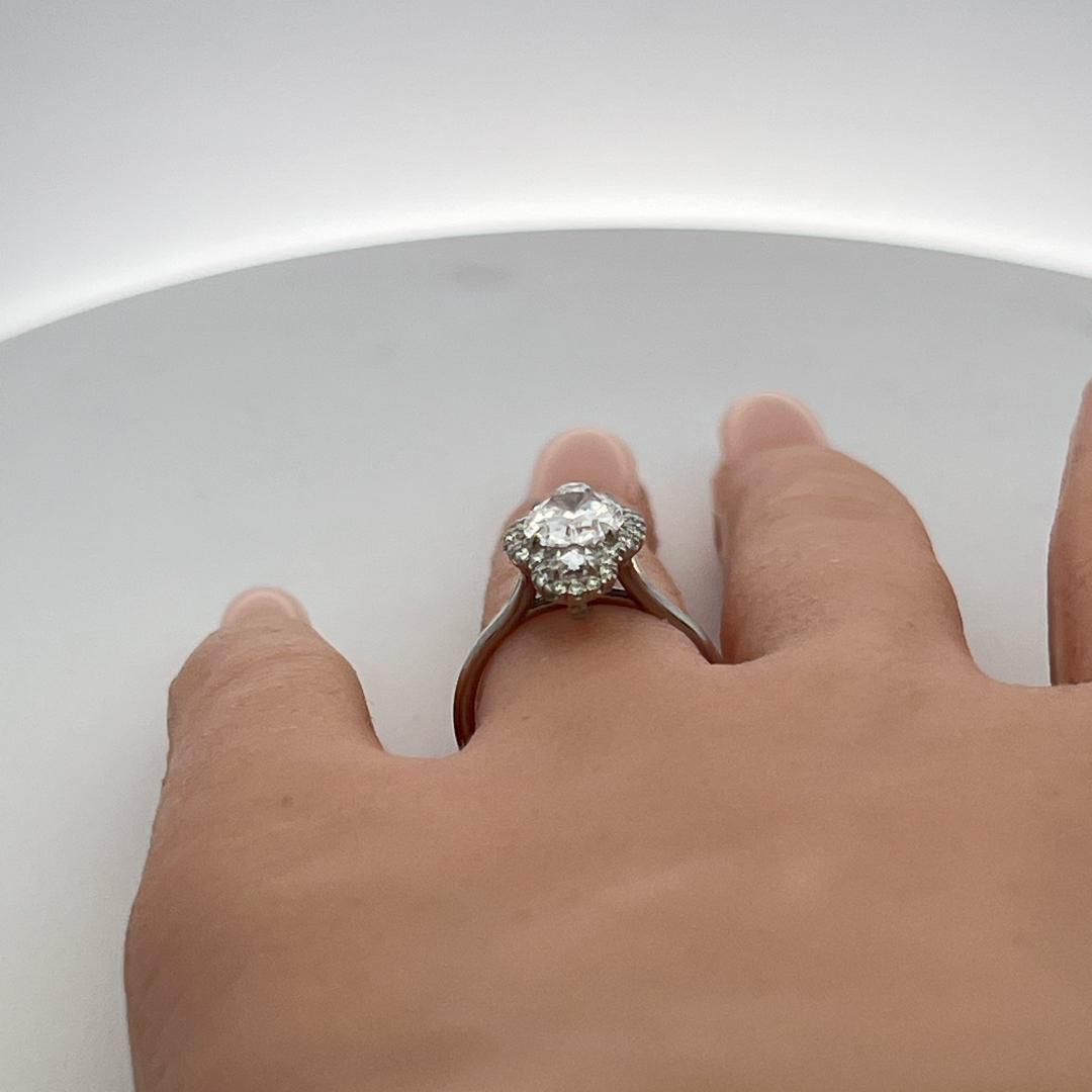 White Palladium Engagement Ring with 2.6ct Lab-Grown and 0.36ct Natural Diamonds