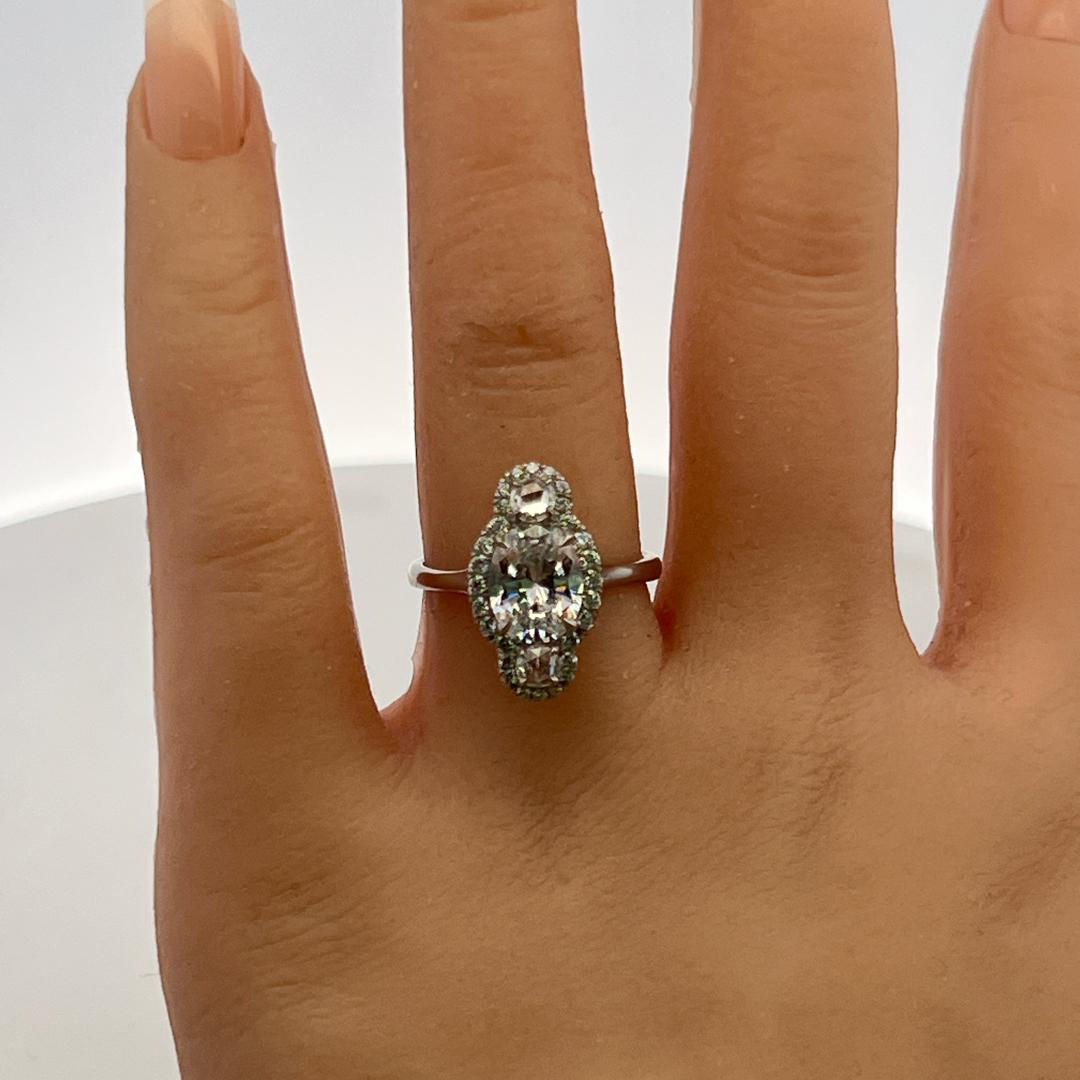 White Palladium Engagement Ring with 2.6ct Lab-Grown and 0.36ct Natural Diamonds