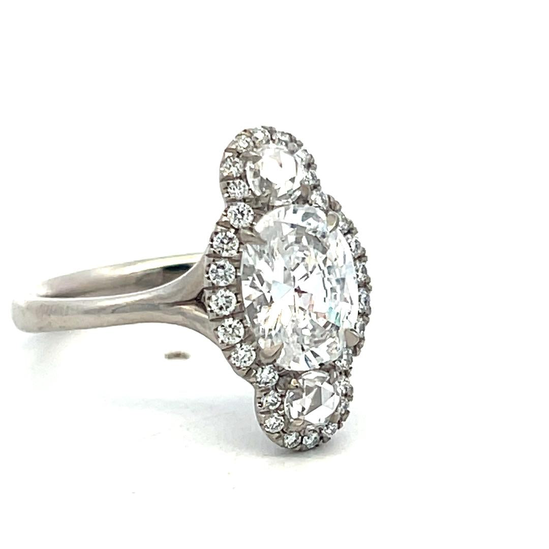 White Palladium Engagement Ring with 2.6ct Lab-Grown and 0.36ct Natural Diamonds