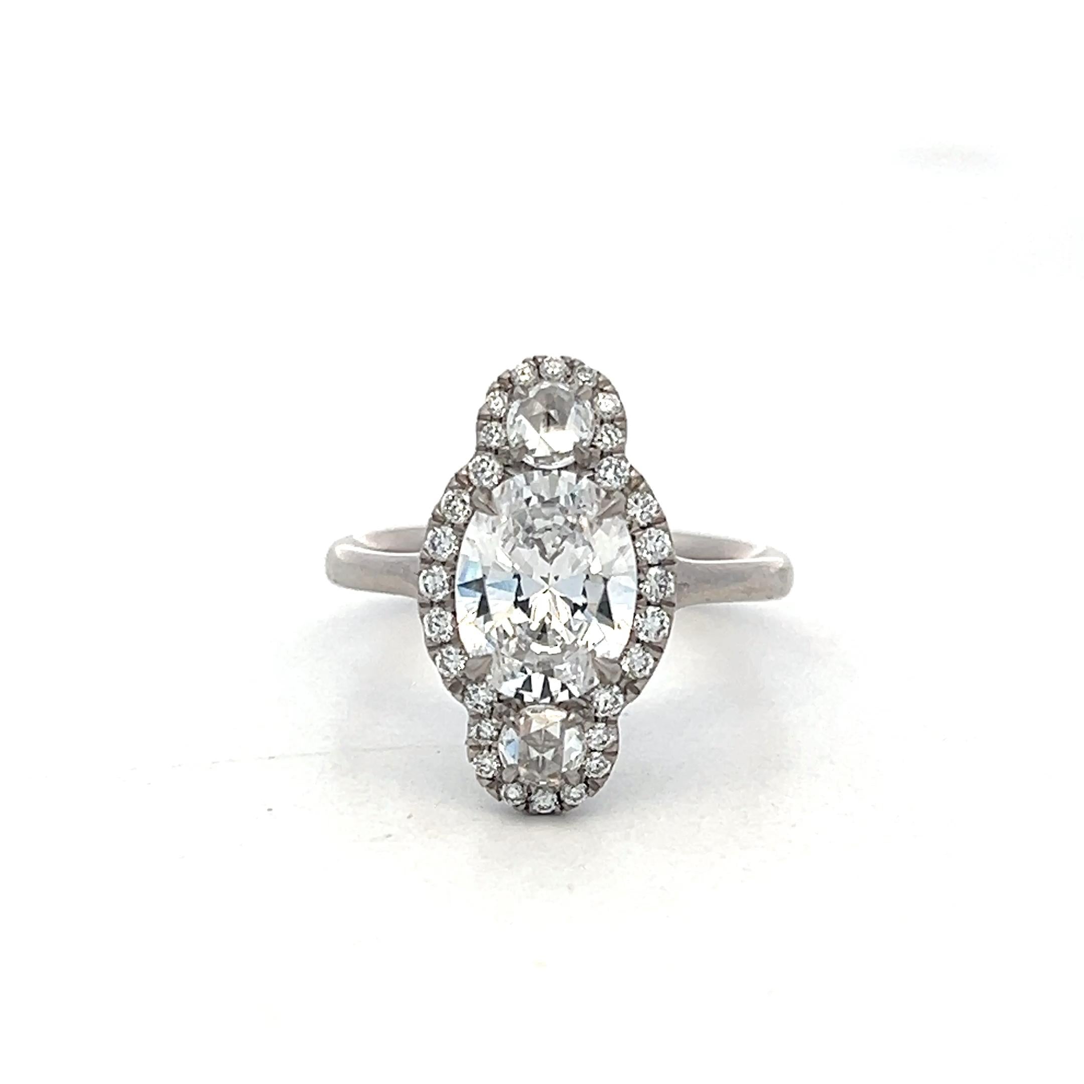 White Palladium Engagement Ring with 2.6ct Lab-Grown and 0.36ct Natural Diamonds