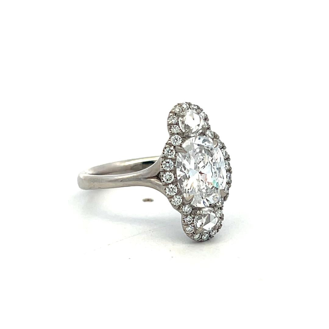 White Palladium Engagement Ring with 2.6ct Lab-Grown and 0.36ct Natural Diamonds