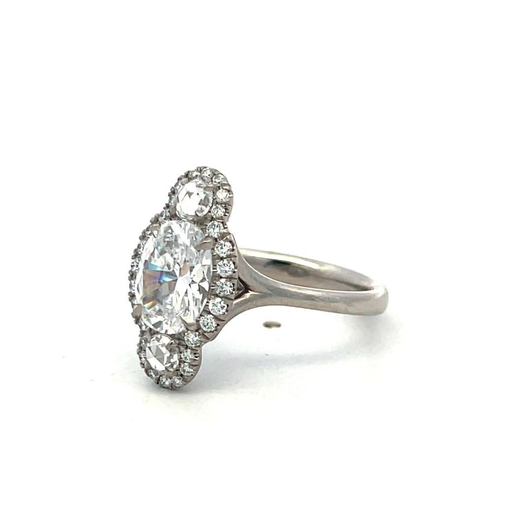 White Palladium Engagement Ring with 2.6ct Lab-Grown and 0.36ct Natural Diamonds
