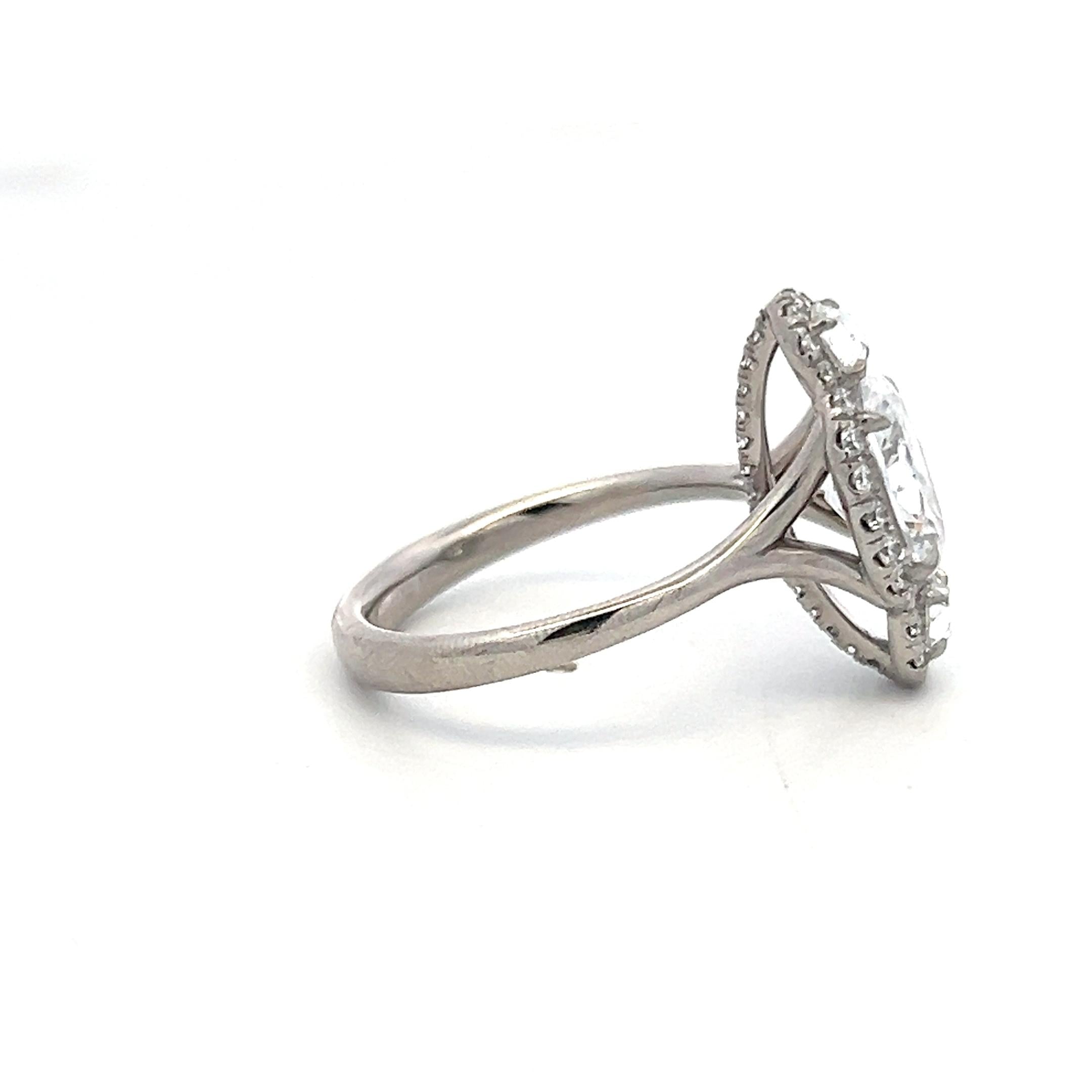 White Palladium Engagement Ring with 2.6ct Lab-Grown and 0.36ct Natural Diamonds