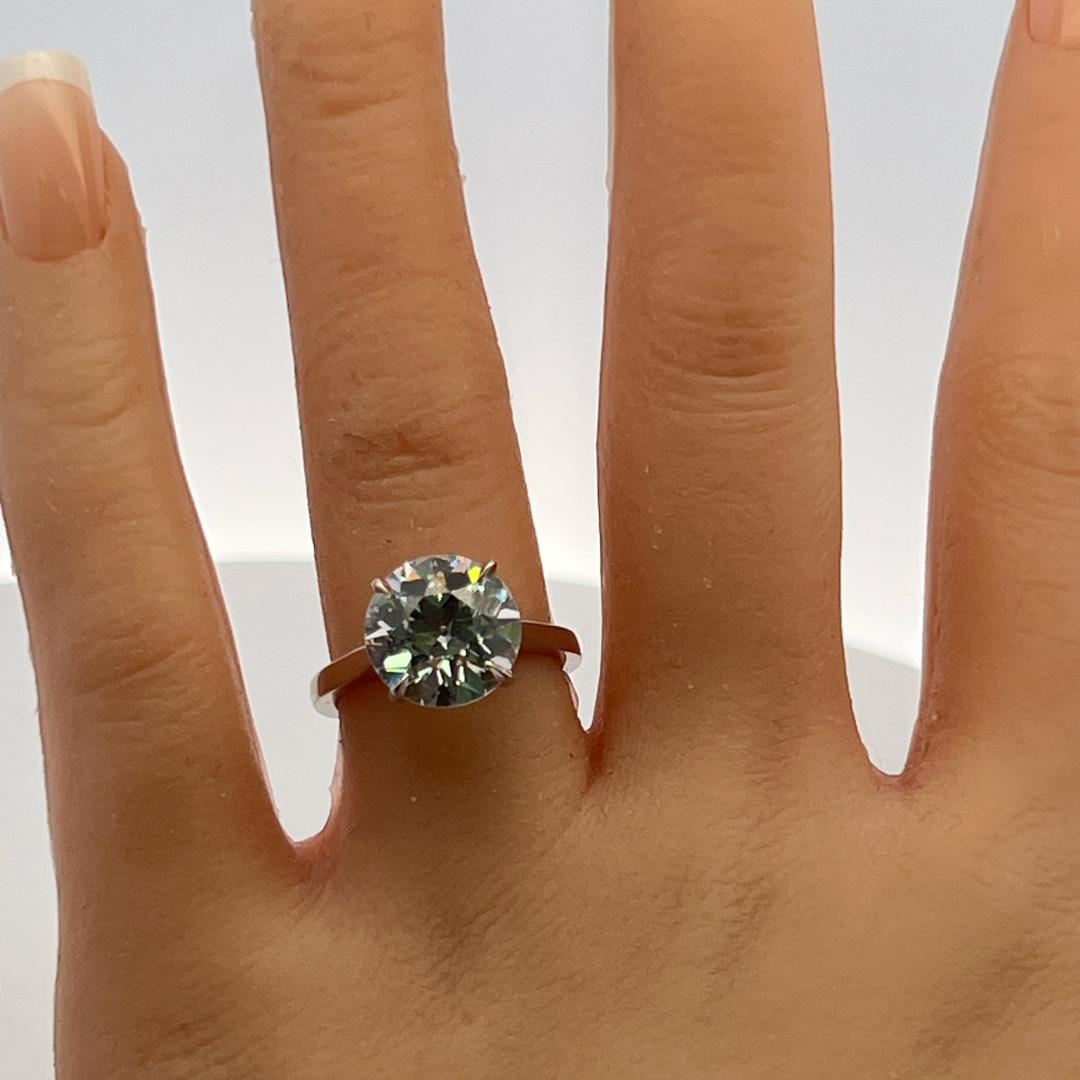 Platinum Engagement Ring with 5ct Lab-Grown and 0.07ct Natural Diamonds