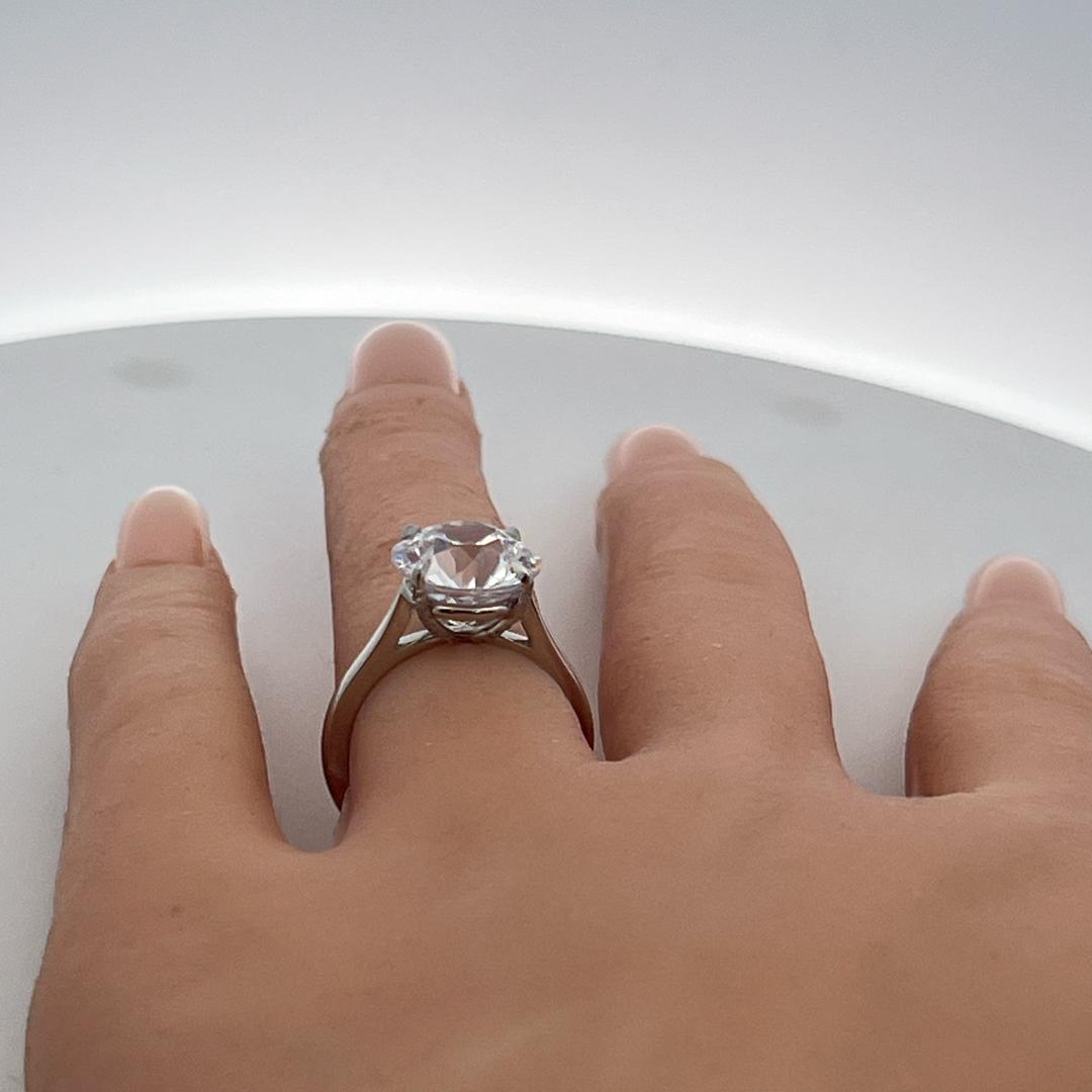 Platinum Engagement Ring with 5ct Lab-Grown and 0.07ct Natural Diamonds