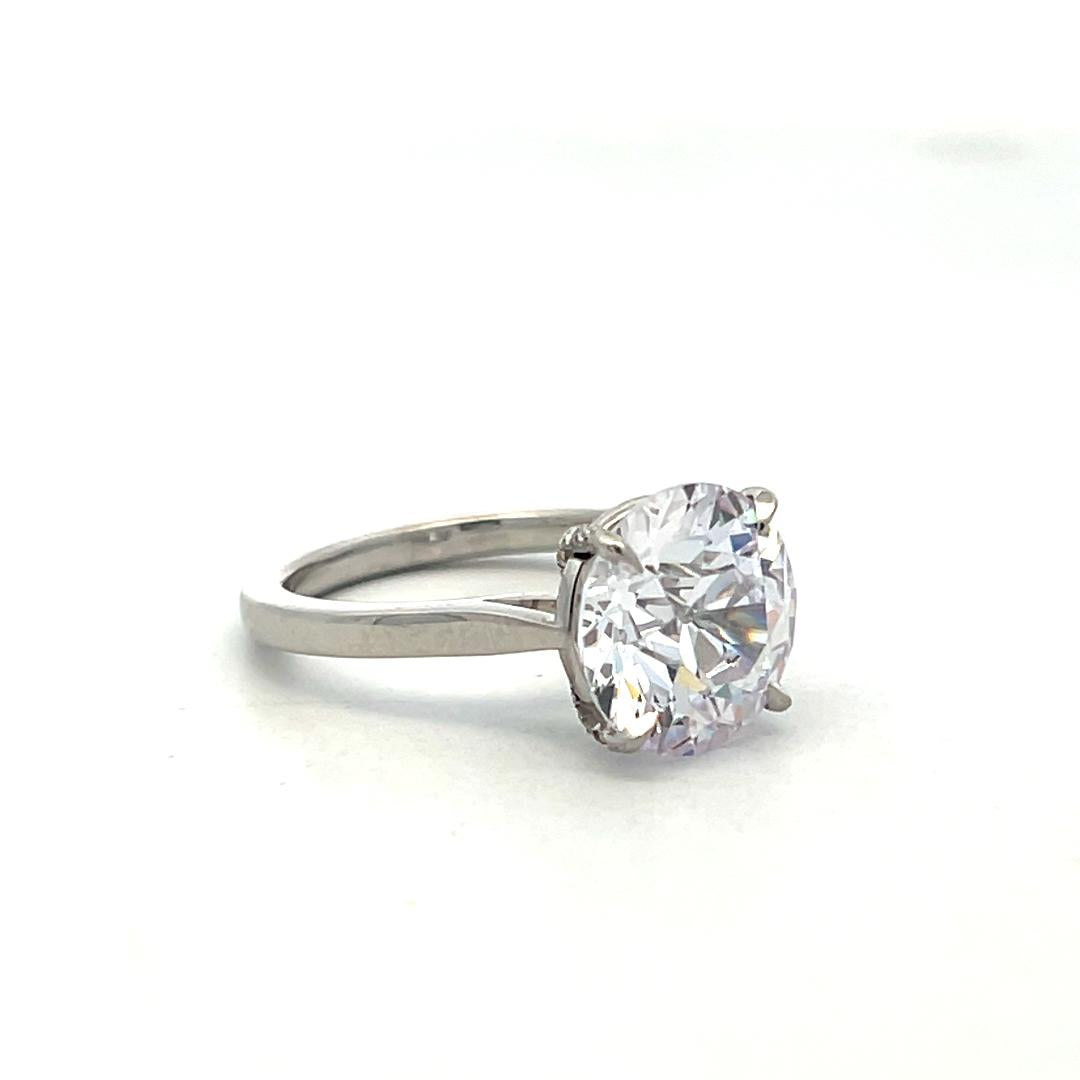 Platinum Engagement Ring with 5ct Lab-Grown and 0.07ct Natural Diamonds