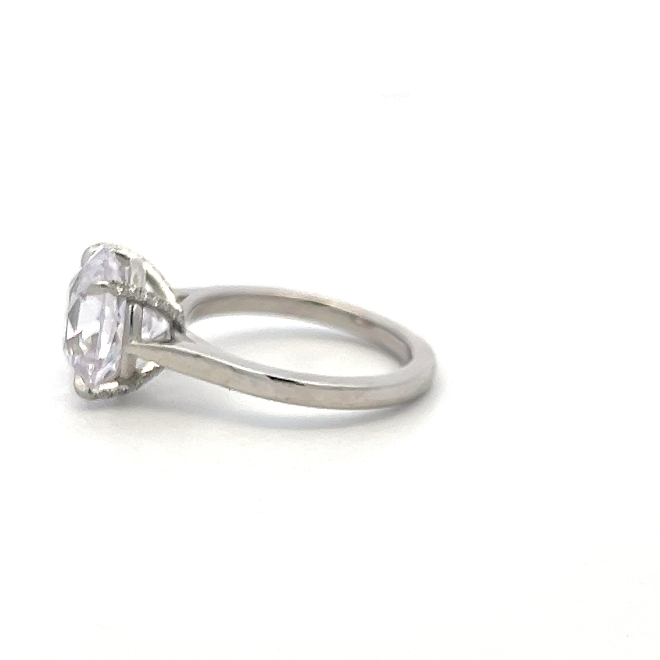 Platinum Engagement Ring with 5ct Lab-Grown and 0.07ct Natural Diamonds