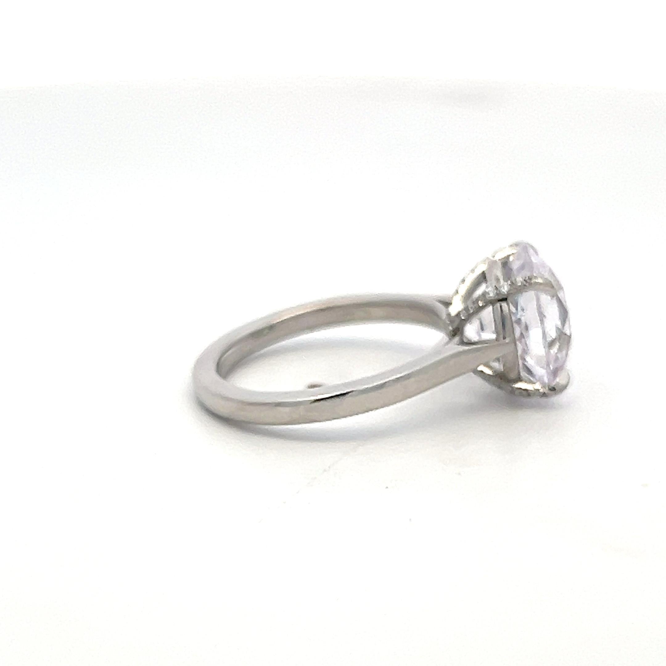 Platinum Engagement Ring with 5ct Lab-Grown and 0.07ct Natural Diamonds
