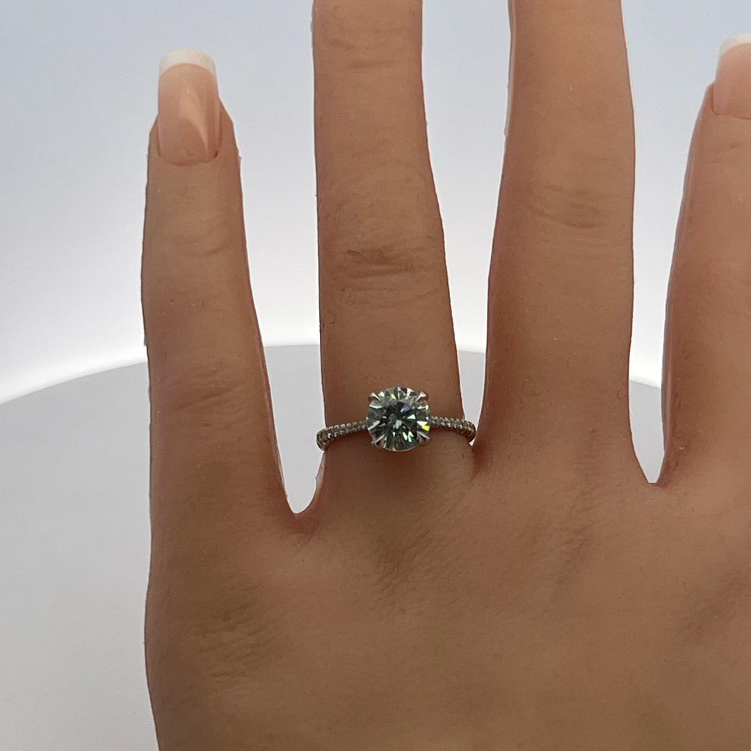 White Platinum Engagement Ring with 1.5ct Lab-Grown and 0.18ct Natural Diamonds