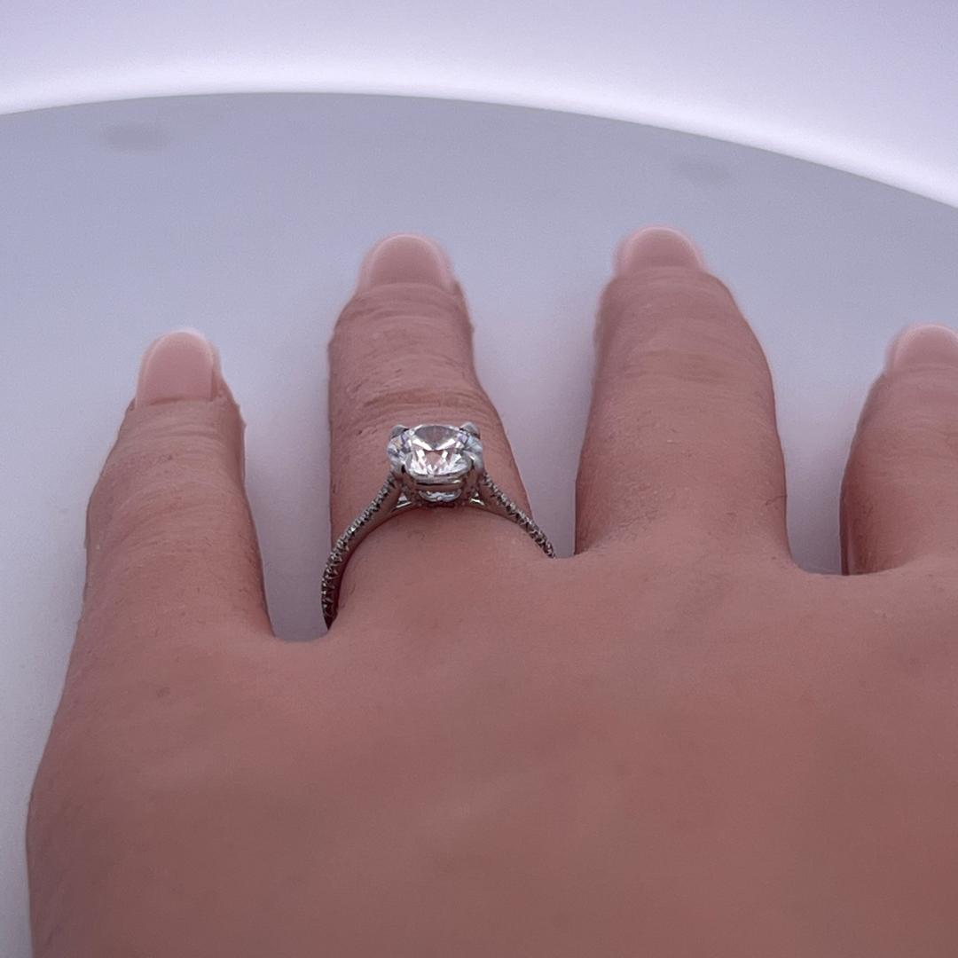 White Platinum Engagement Ring with 1.5ct Lab-Grown and 0.18ct Natural Diamonds