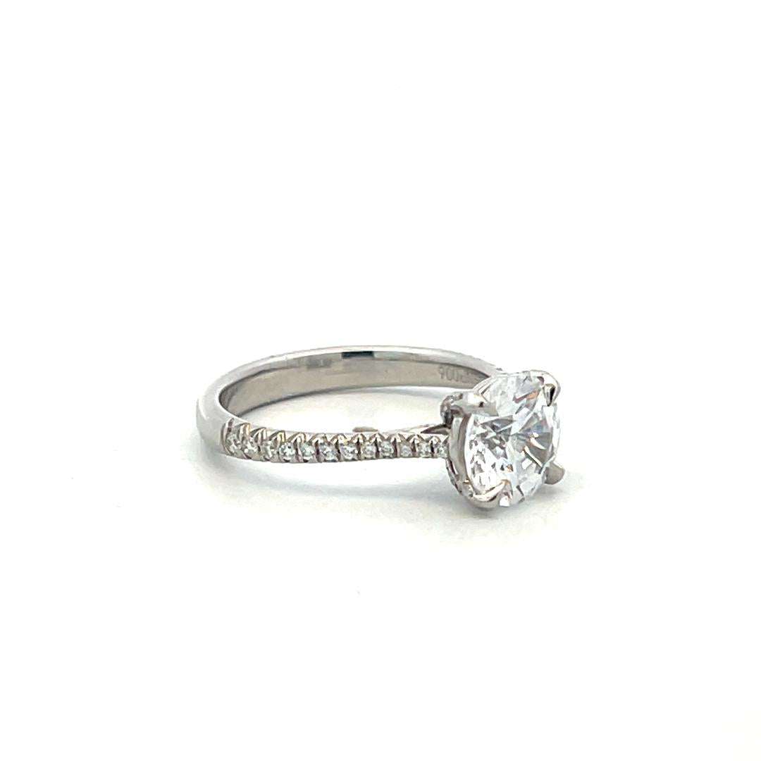 White Platinum Engagement Ring with 1.5ct Lab-Grown and 0.18ct Natural Diamonds