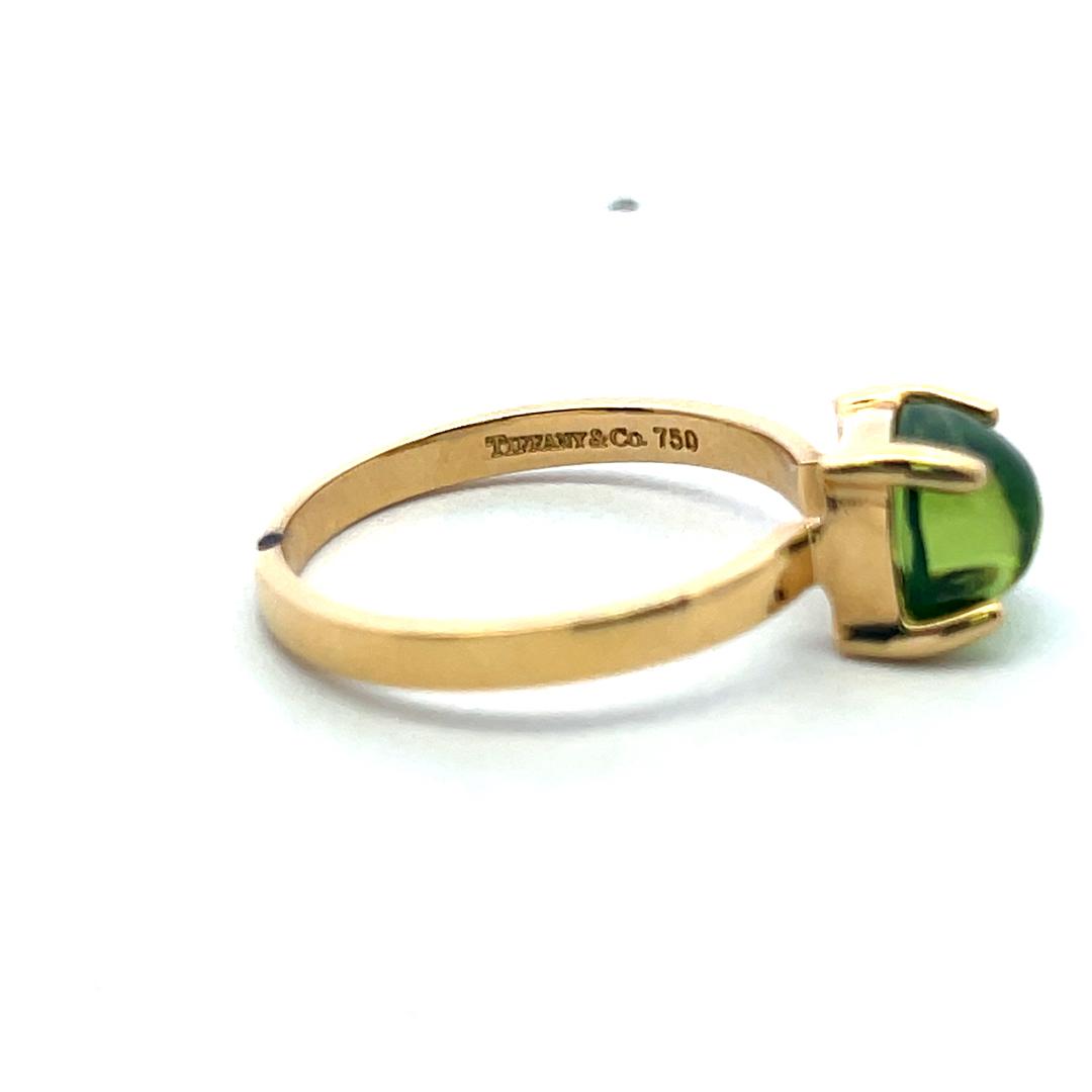 Tiffany & Co 18K Yellow Gold Engagement Ring with 7.2x6.8mm Peridot Size 7.75