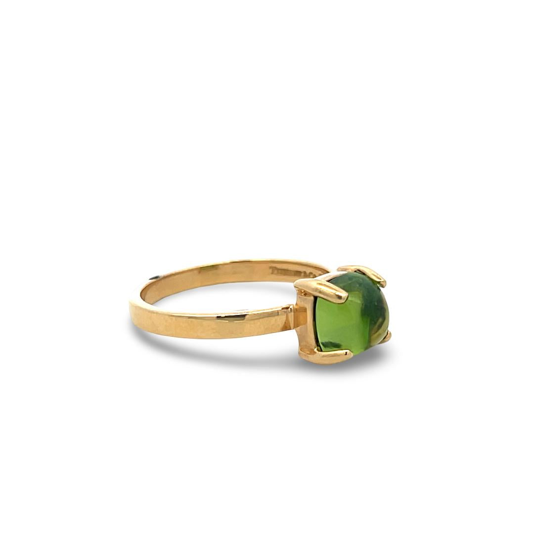 Tiffany & Co 18K Yellow Gold Engagement Ring with 7.2x6.8mm Peridot Size 7.75