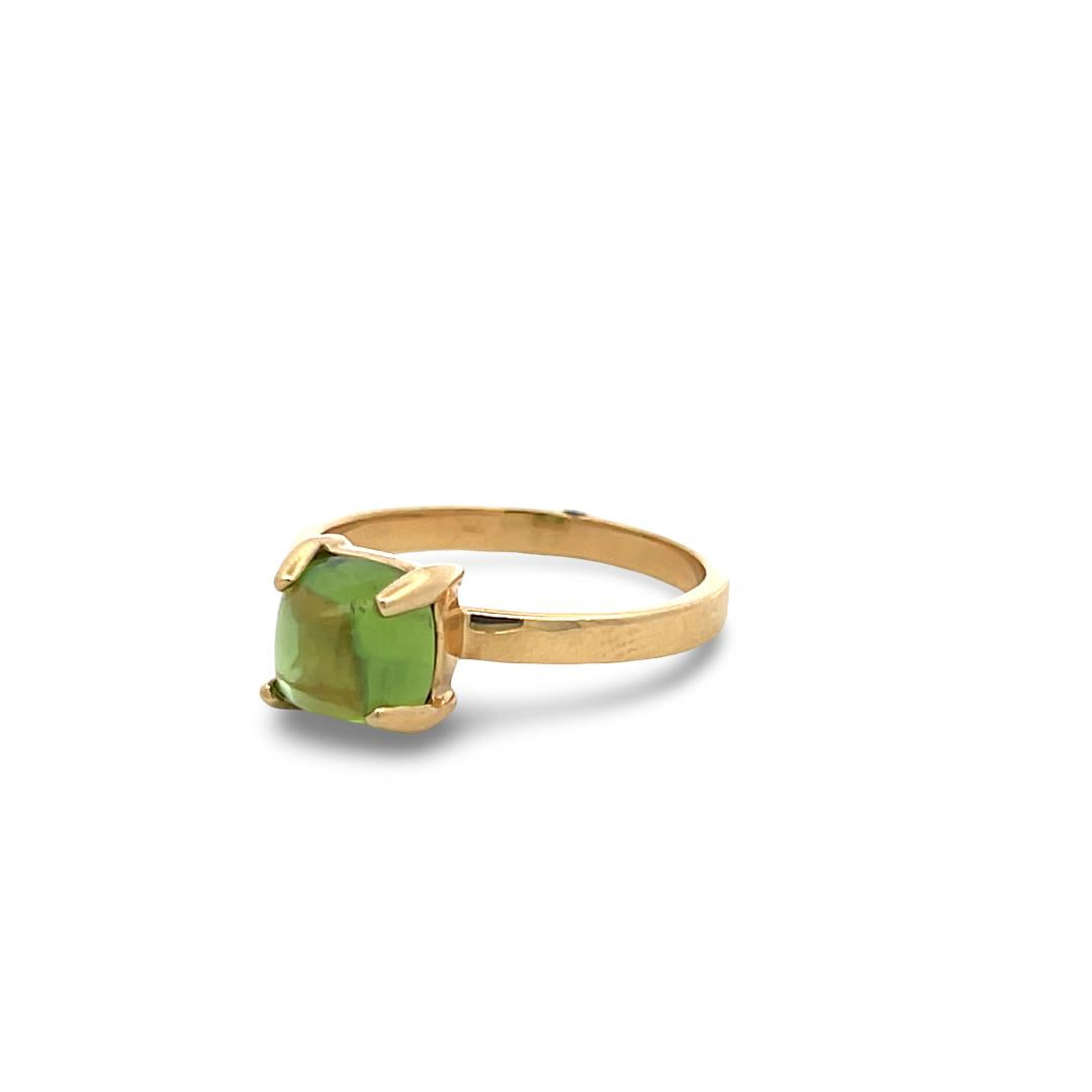Tiffany & Co 18K Yellow Gold Engagement Ring with 7.2x6.8mm Peridot Size 7.75