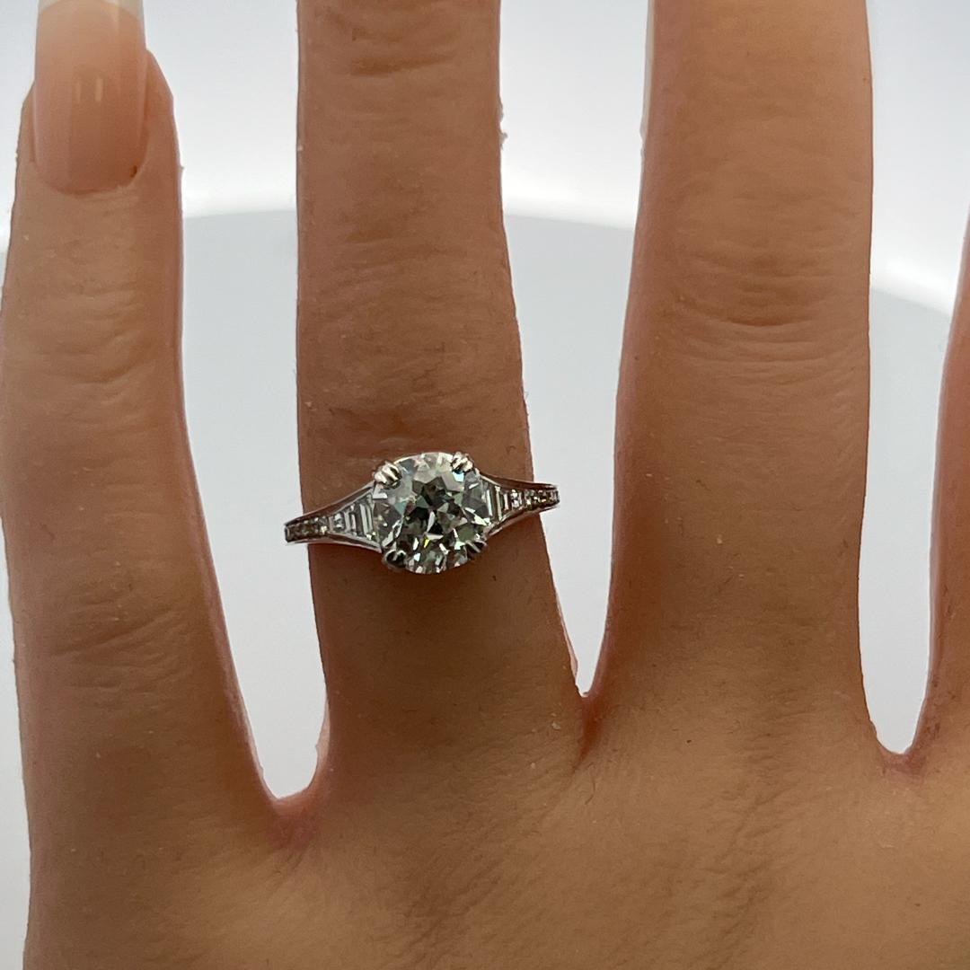 Platinum Engagement Ring with 2.2ct Old Miner & Mixed Cut Diamonds E SI2 GIA