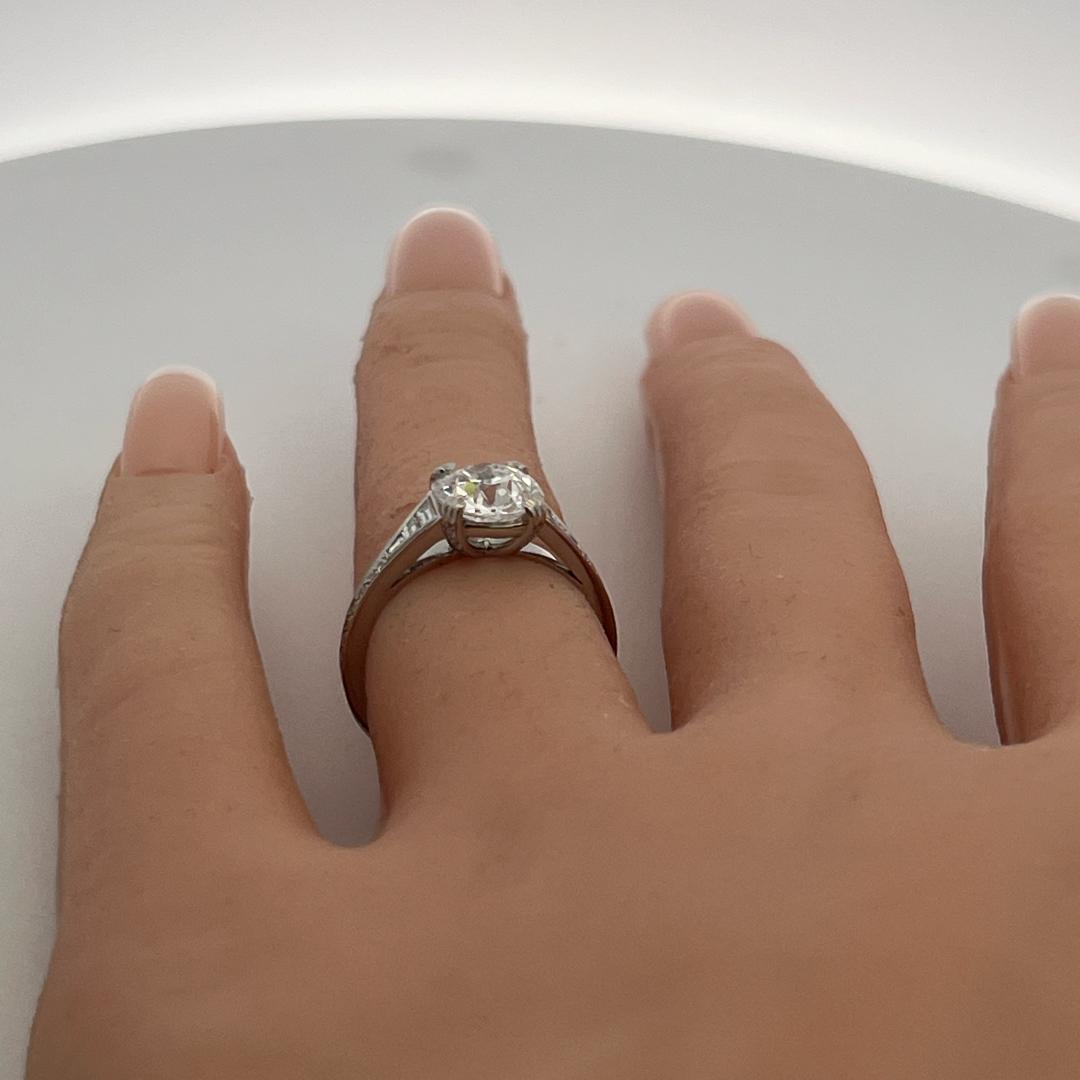 Platinum Engagement Ring with 2.2ct Old Miner & Mixed Cut Diamonds E SI2 GIA