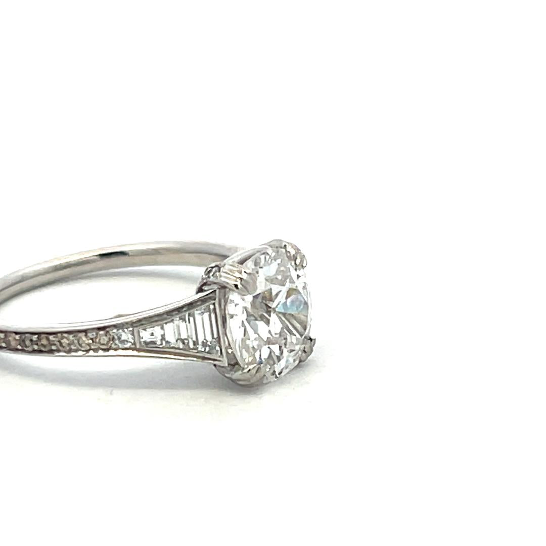 Platinum Engagement Ring with 2.2ct Old Miner & Mixed Cut Diamonds E SI2 GIA