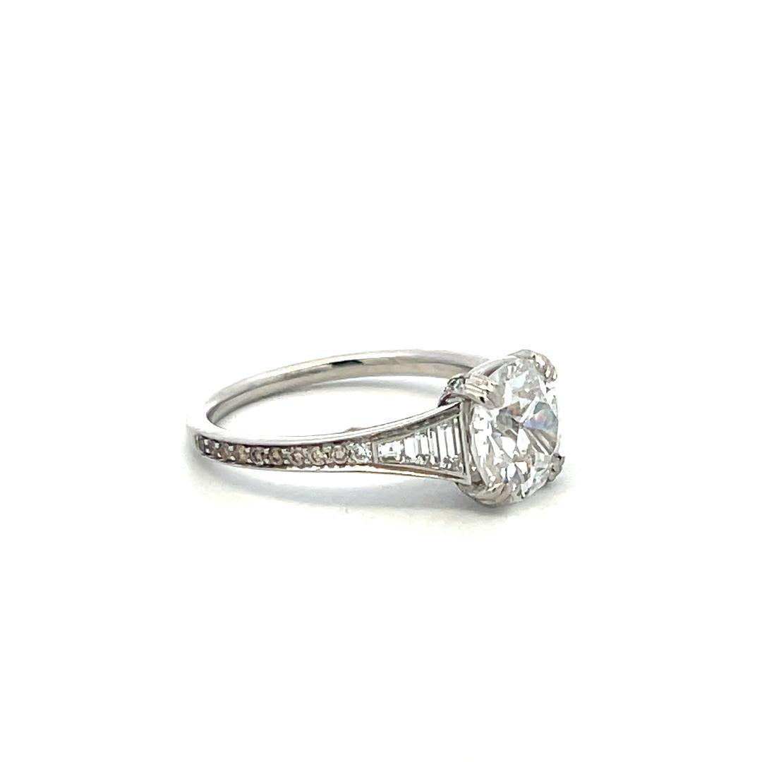 Platinum Engagement Ring with 2.2ct Old Miner & Mixed Cut Diamonds E SI2 GIA