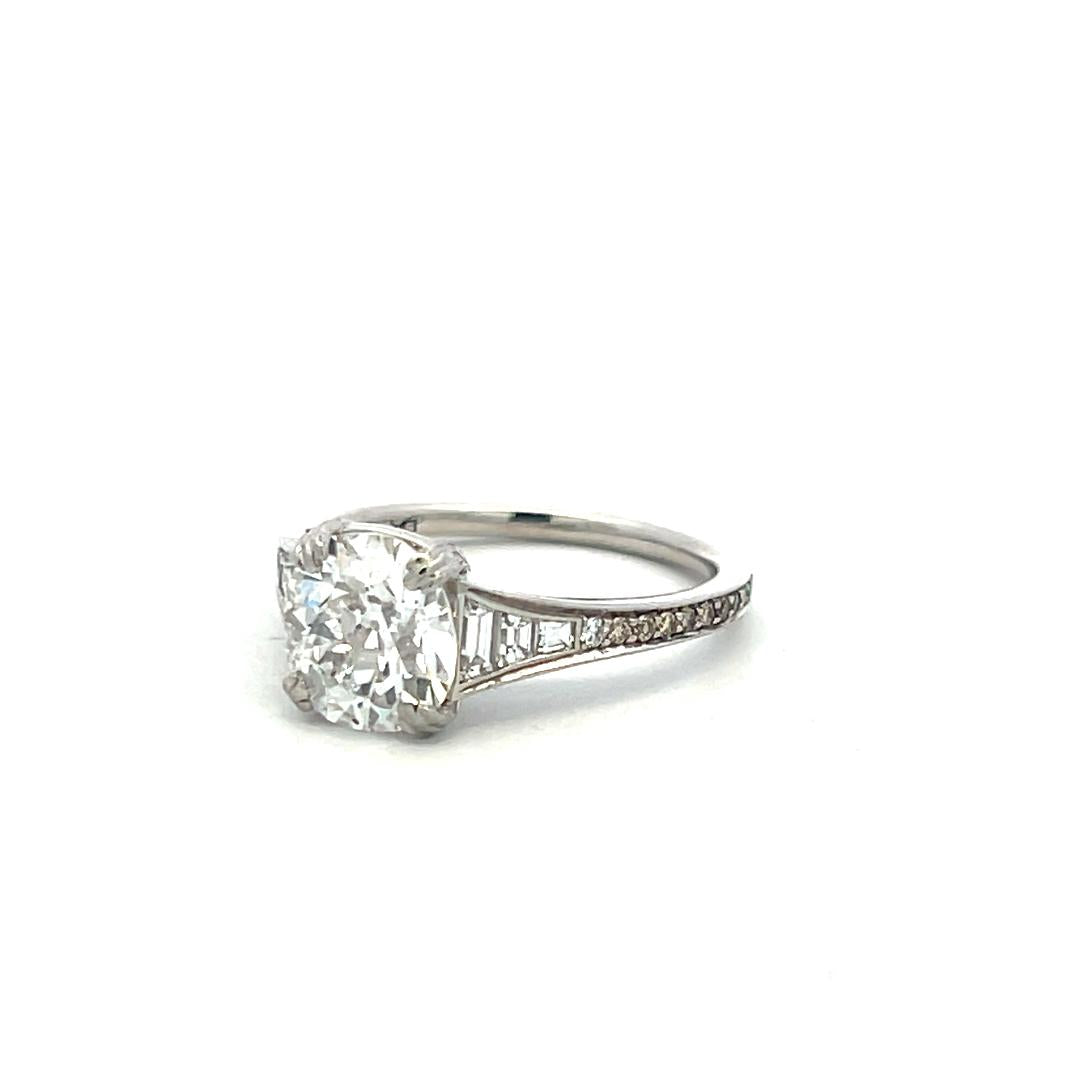 Platinum Engagement Ring with 2.2ct Old Miner & Mixed Cut Diamonds E SI2 GIA