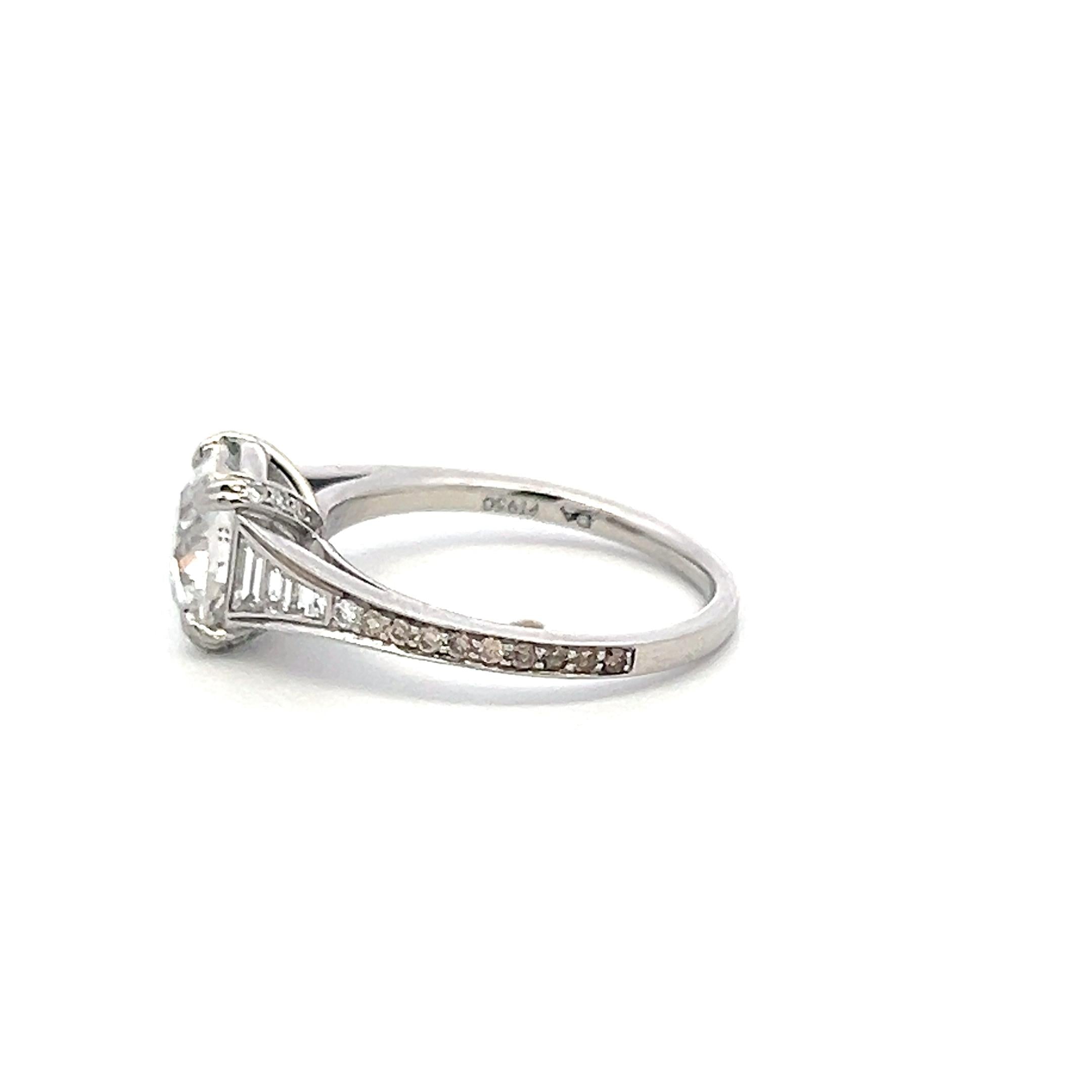 Platinum Engagement Ring with 2.2ct Old Miner & Mixed Cut Diamonds E SI2 GIA