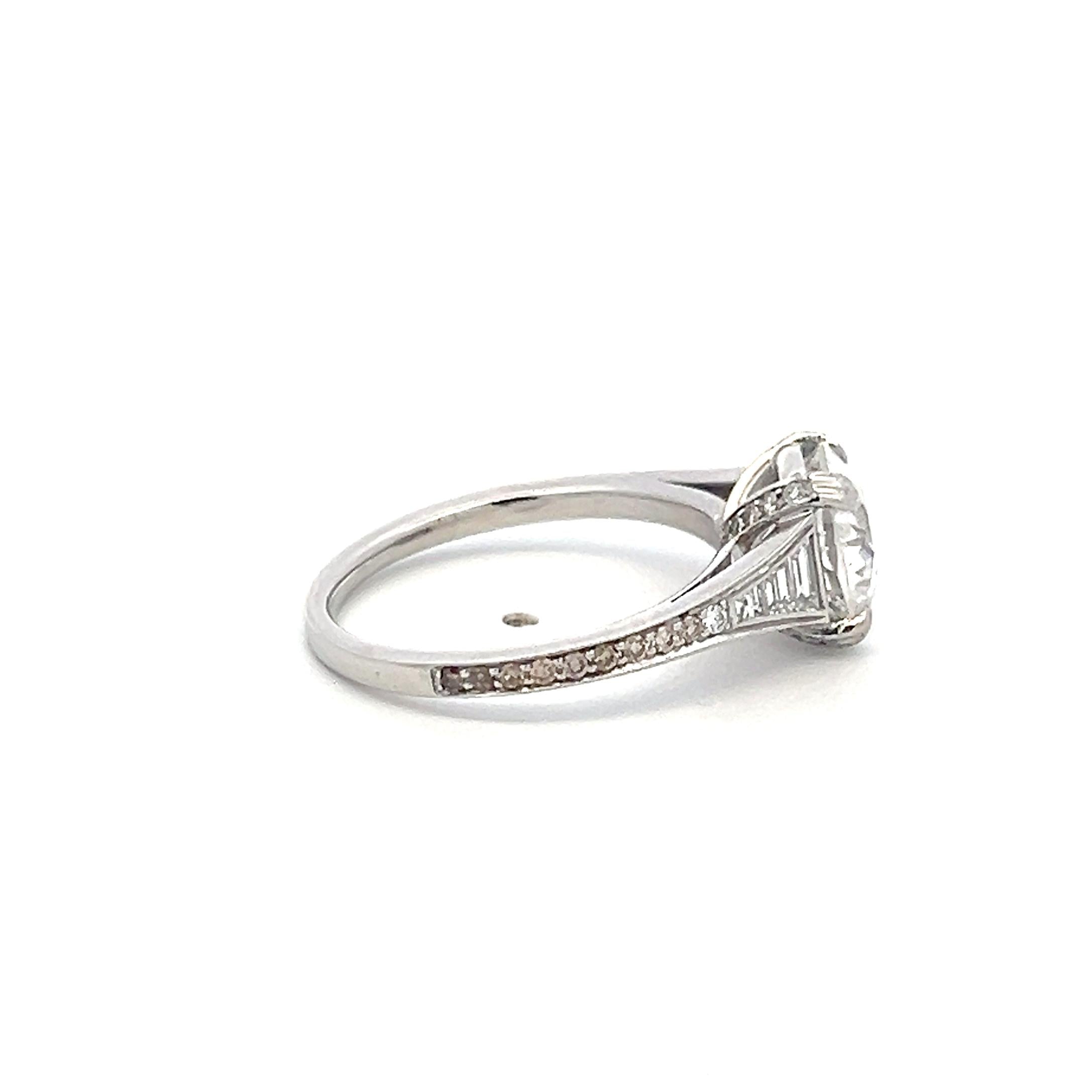 Platinum Engagement Ring with 2.2ct Old Miner & Mixed Cut Diamonds E SI2 GIA