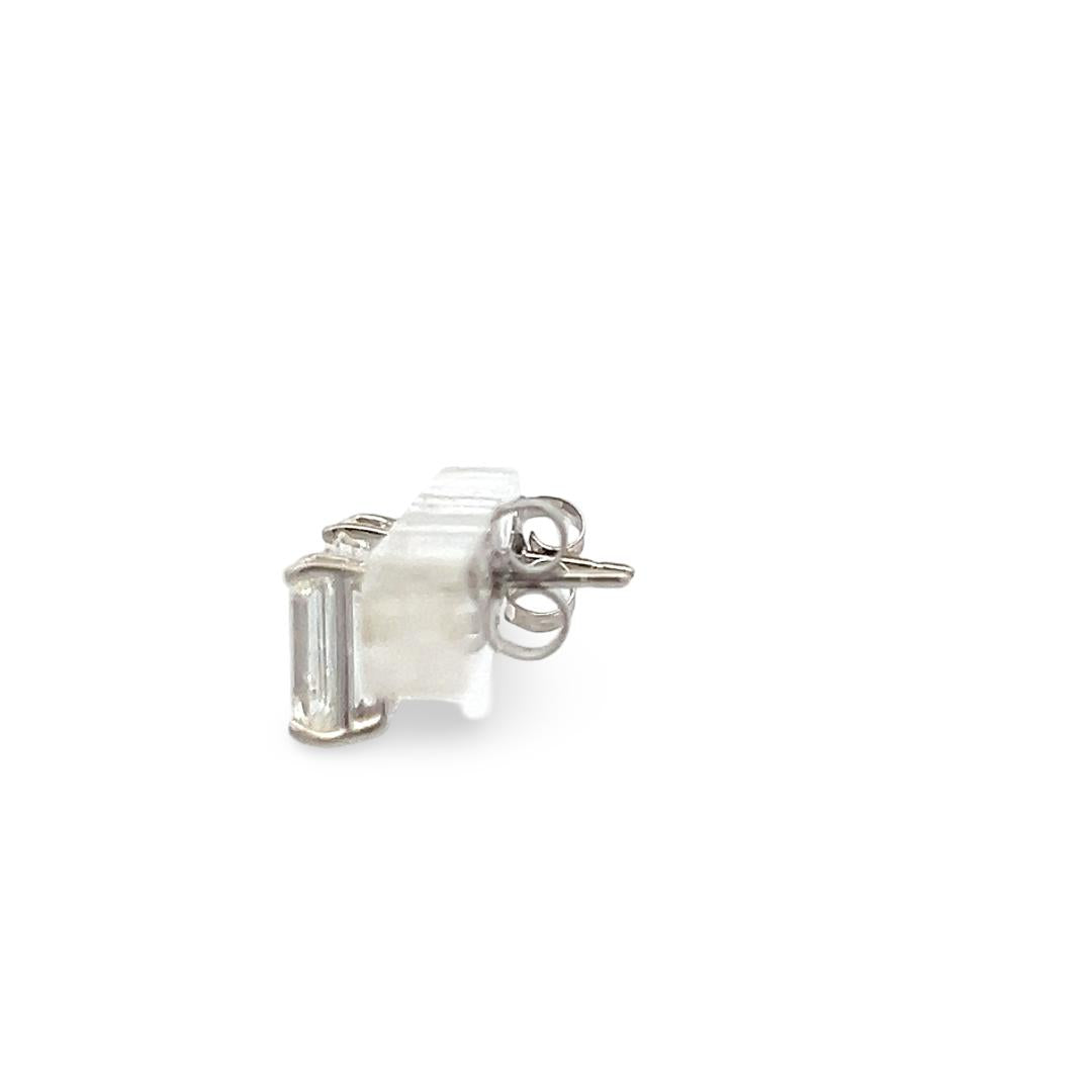 14K White Gold Studs Earrings with 2.4 Carat Emerald Cut Diamonds H/G VS1 GIA