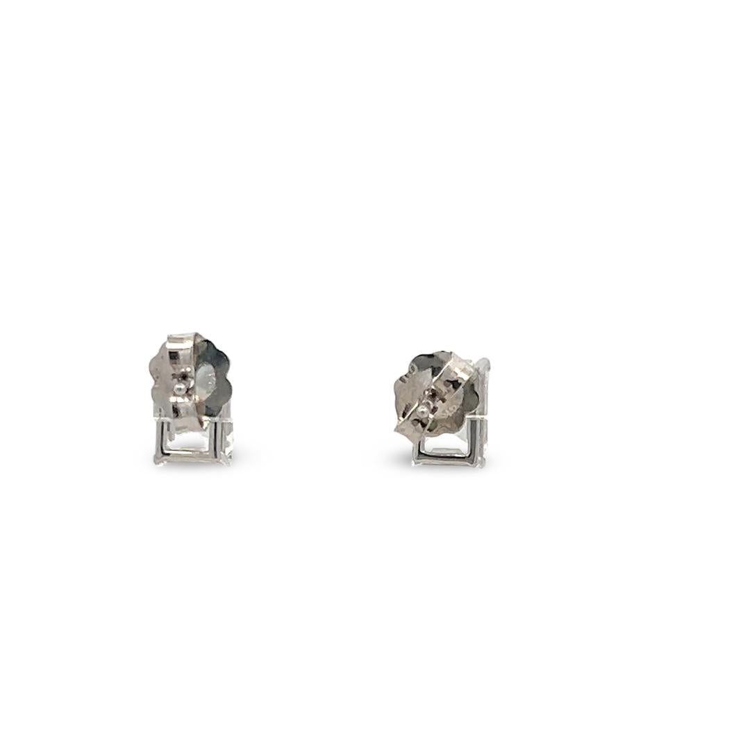 14K White Gold Studs Earrings with 2.4 Carat Emerald Cut Diamonds H/G VS1 GIA