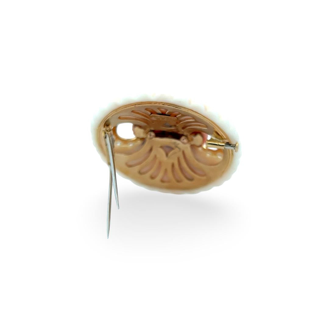 Van Cleef & Arpels 18K Yellow Gold Pin Brooch with Coral and 1.6ct Diamonds