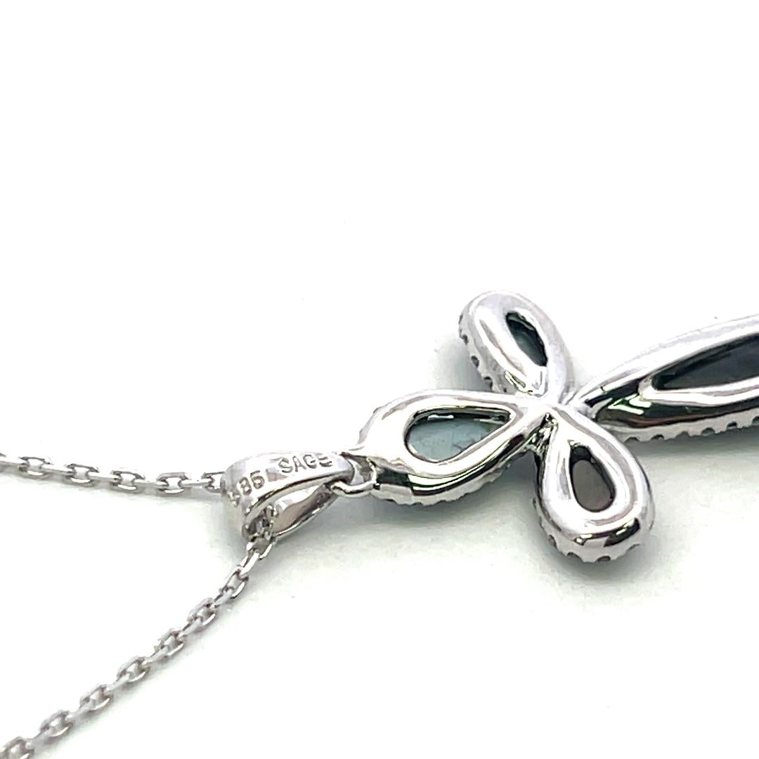 14K White Gold Cross Pendant Necklace 0.34 Carat Round G VS Diamonds 18 Inch