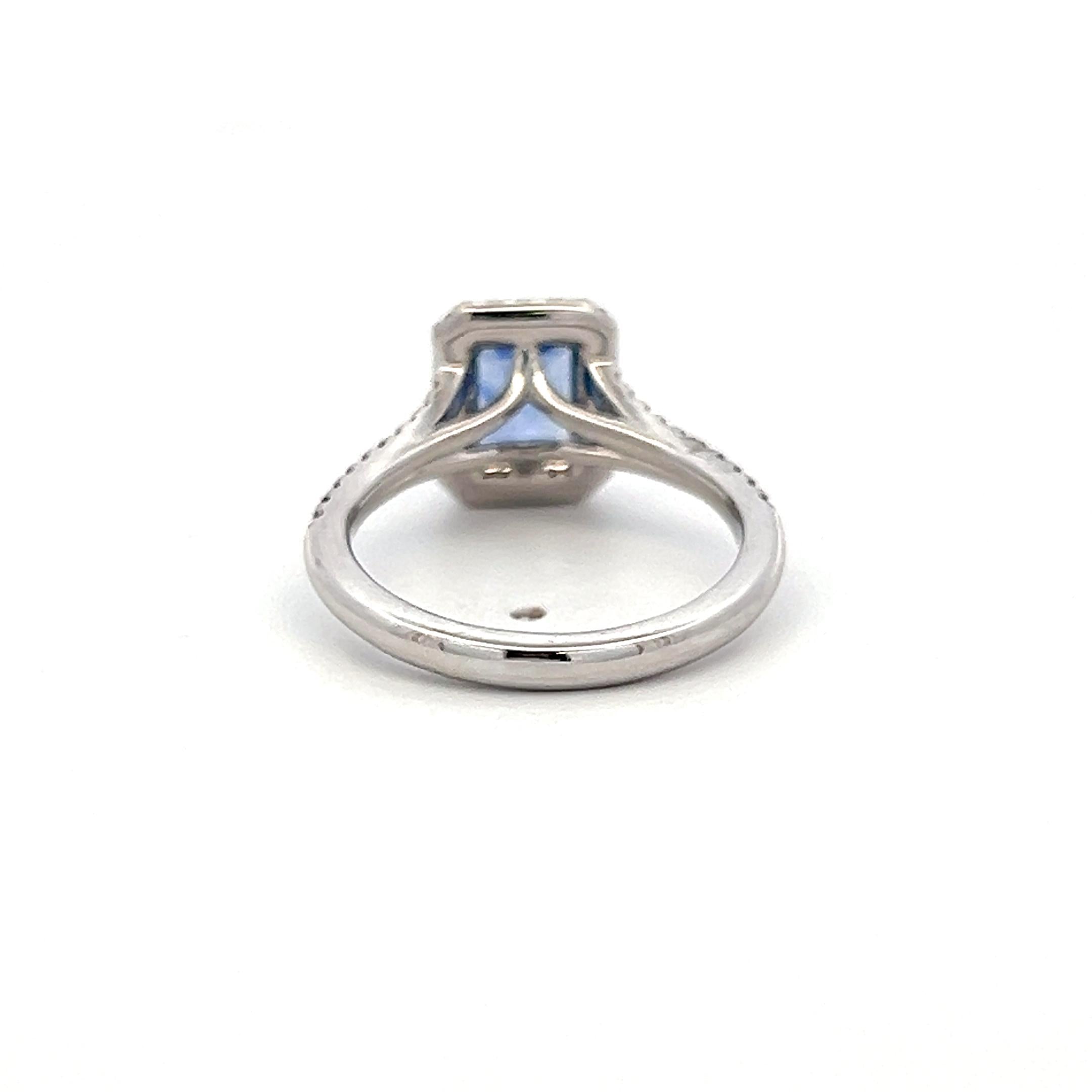 14K White Gold Engagement Ring with 0.26ct Round G VS Diamond & 1.11ct Sapphire
