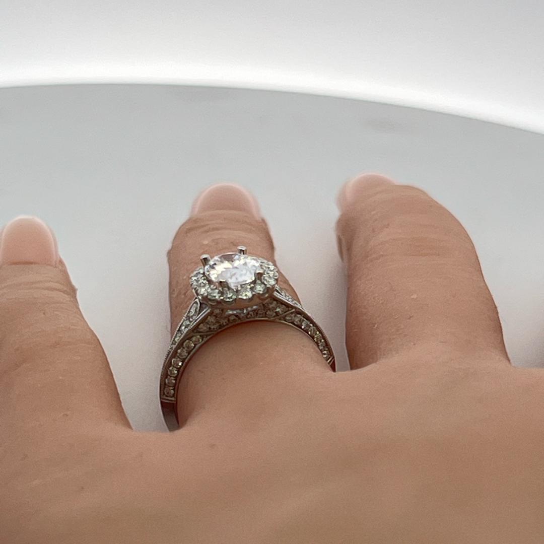 14K White Gold Engagement Ring with 0.72ct Round & 1.50 Ct Lab-Grown Diamonds