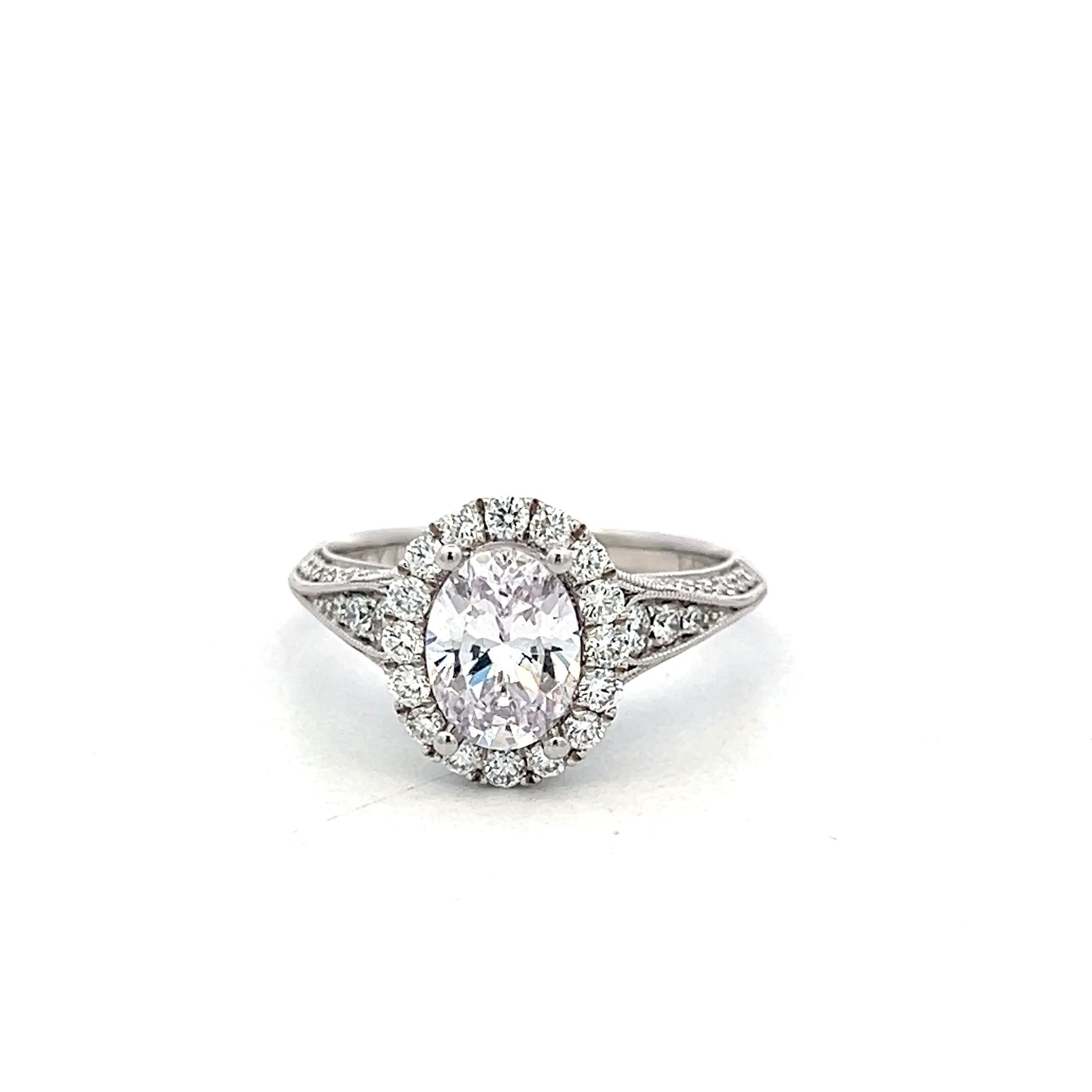 14K White Gold Engagement Ring with 0.72ct Round & 1.50 Ct Lab-Grown Diamonds