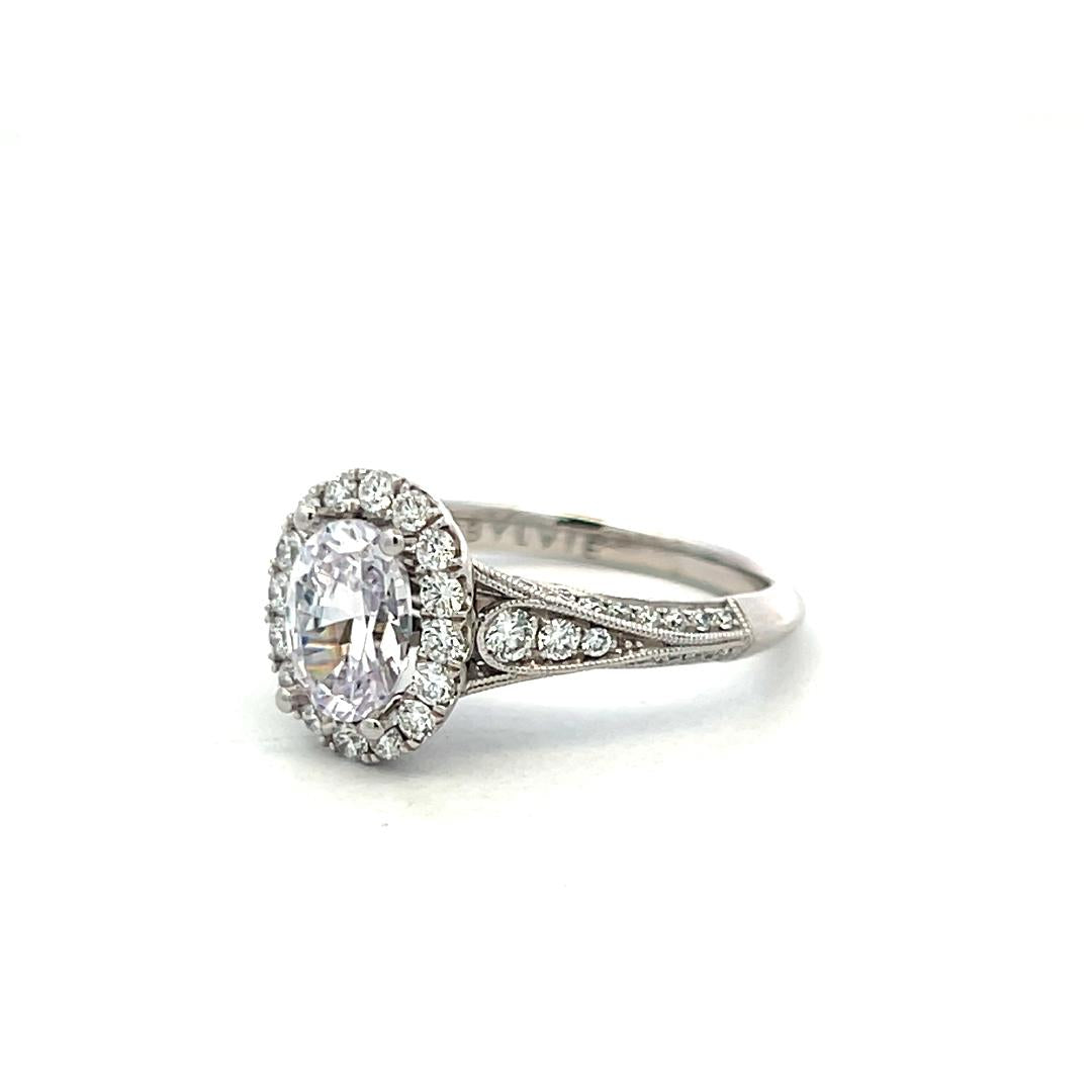 14K White Gold Engagement Ring with 0.72ct Round & 1.50 Ct Lab-Grown Diamonds