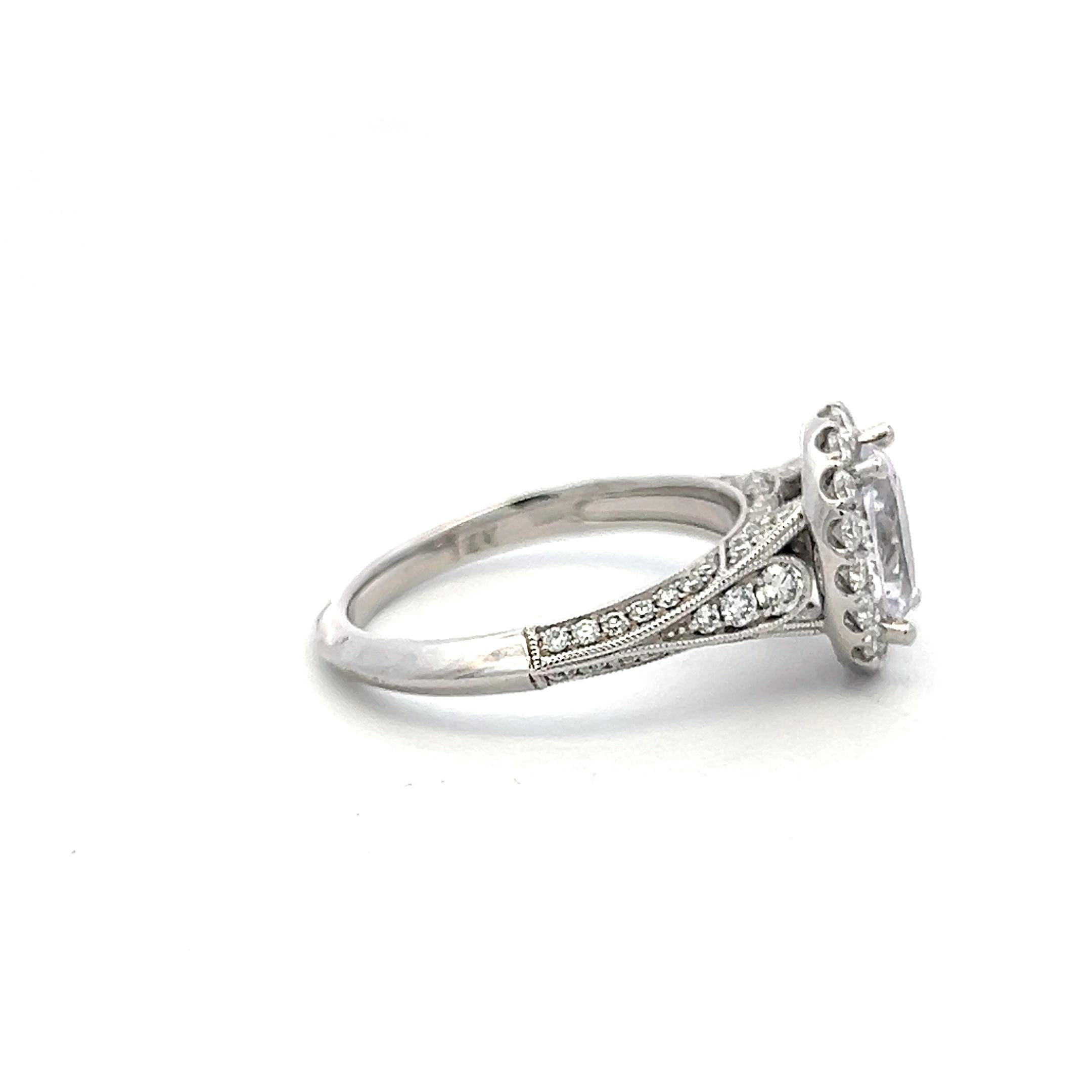 14K White Gold Engagement Ring with 0.72ct Round & 1.50 Ct Lab-Grown Diamonds