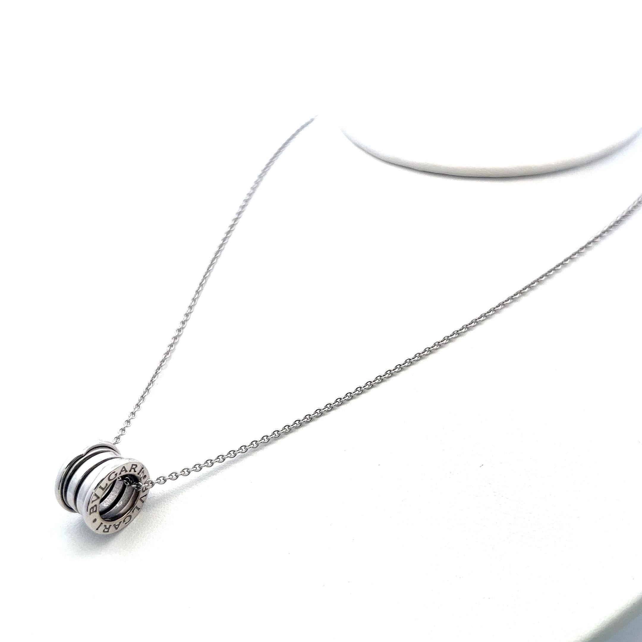 Bvlgari 18 Karat White Gold B Zero Pendant Necklace 16 Inch 11.17 Grams