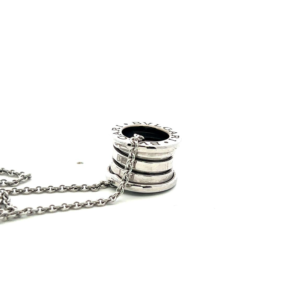 Bvlgari 18 Karat White Gold B Zero Pendant Necklace 16 Inch 11.17 Grams