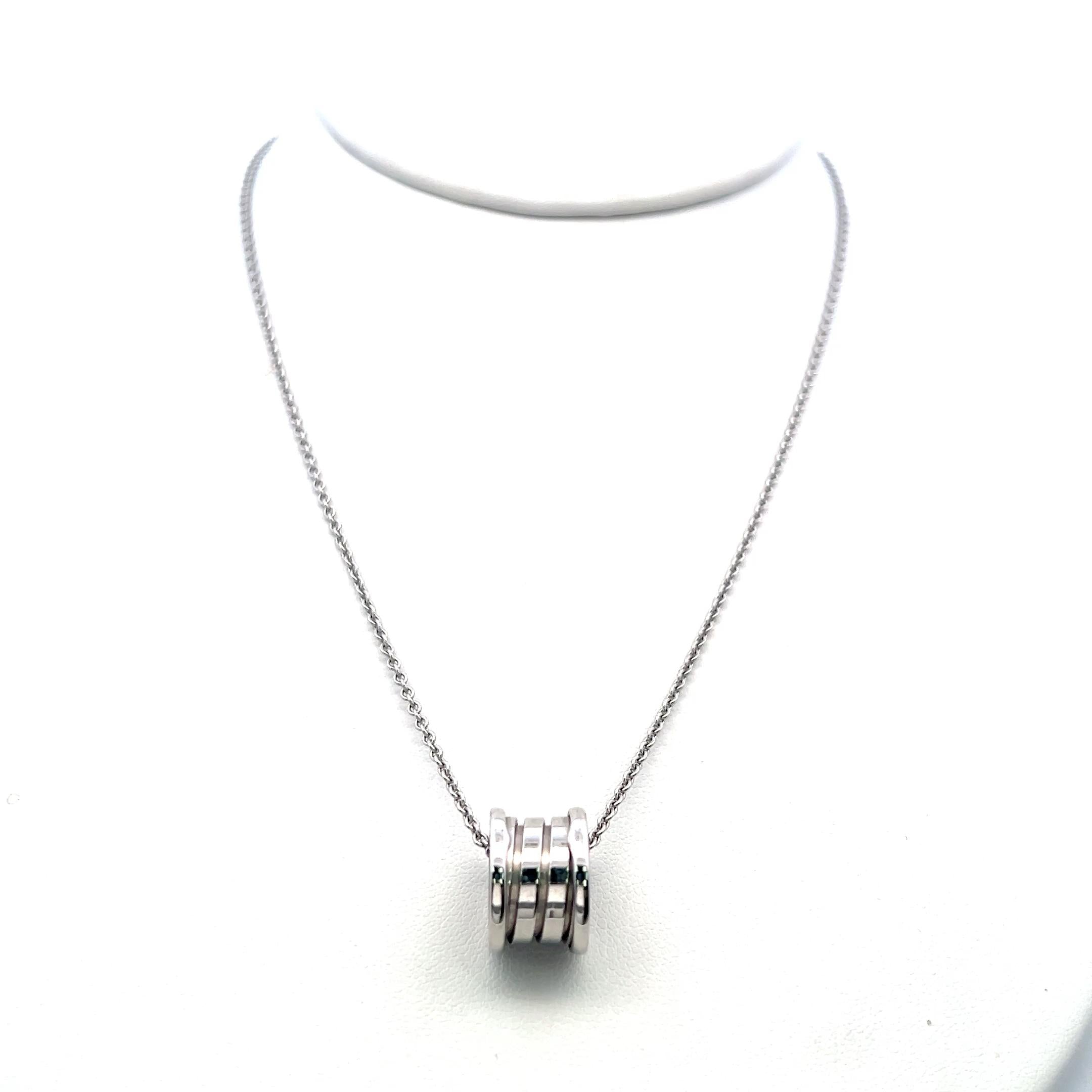 Bvlgari 18 Karat White Gold B Zero Pendant Necklace 16 Inch 11.17 Grams