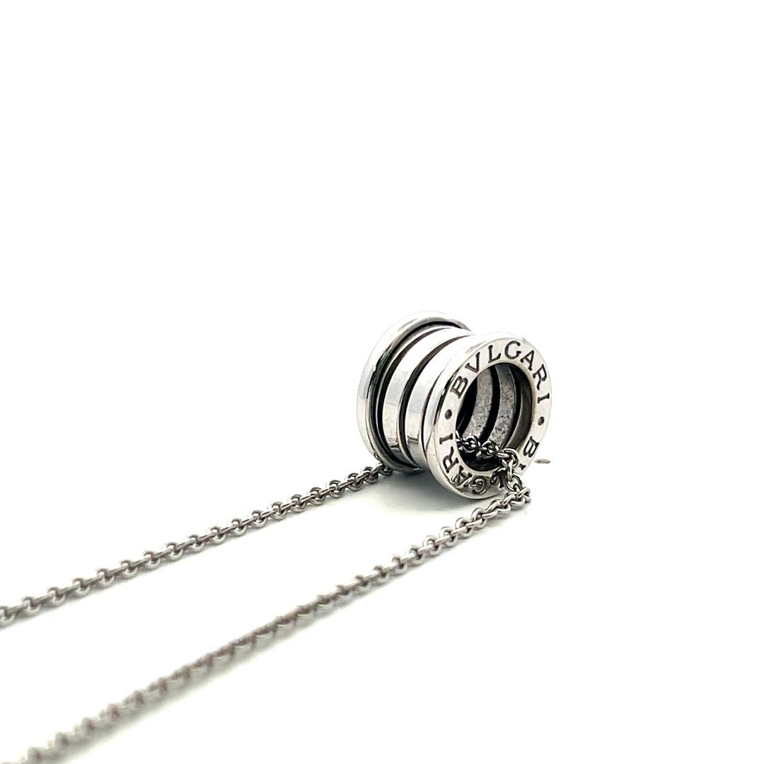 Bvlgari 18 Karat White Gold B Zero Pendant Necklace 16 Inch 11.17 Grams