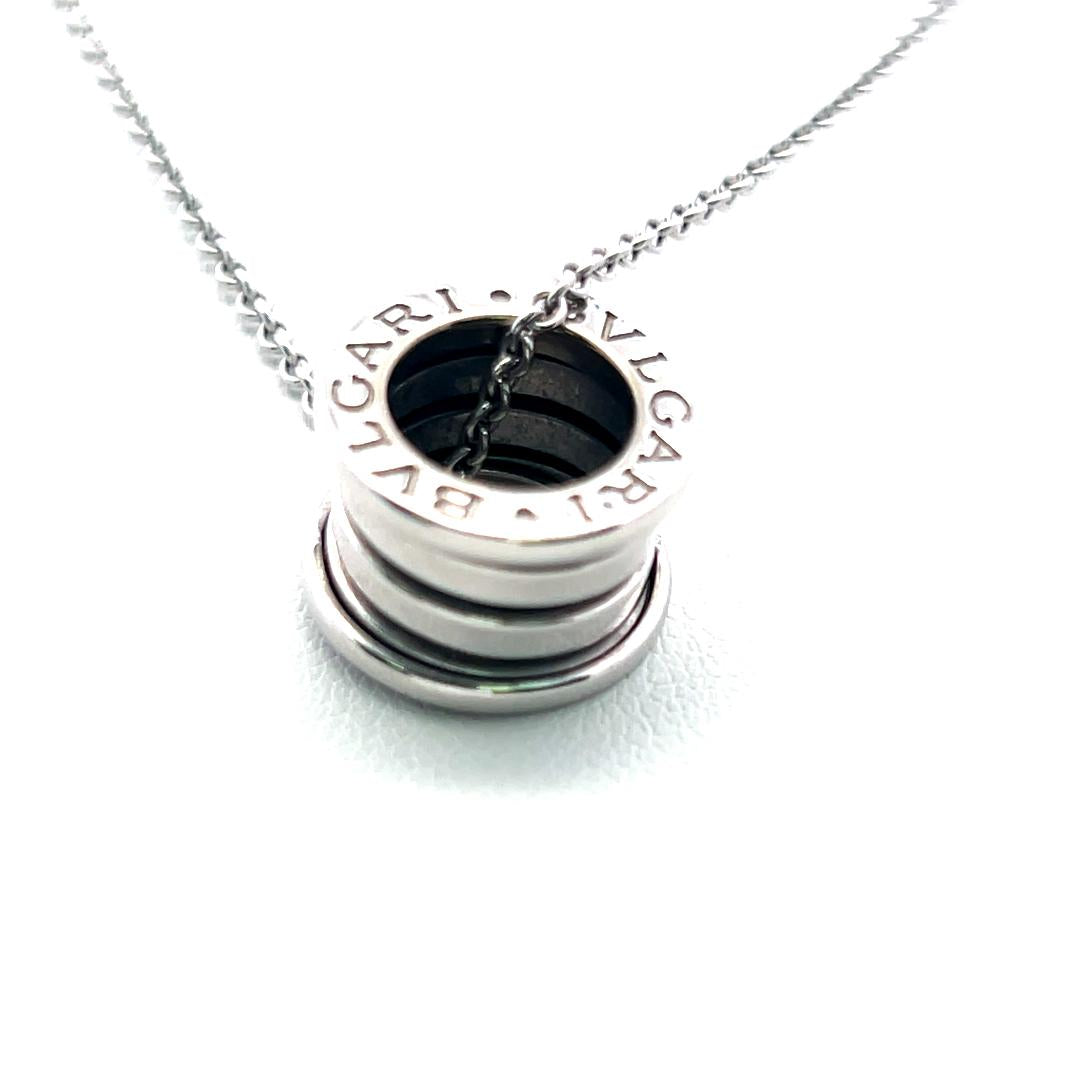 Bvlgari 18 Karat White Gold B Zero Pendant Necklace 16 Inch 11.17 Grams