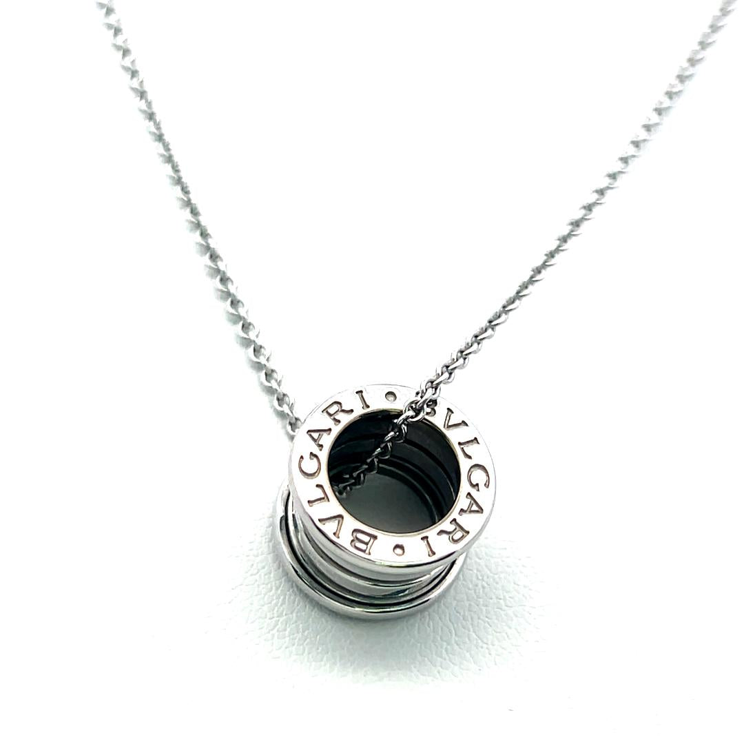 Bvlgari 18 Karat White Gold B Zero Pendant Necklace 16 Inch 11.17 Grams