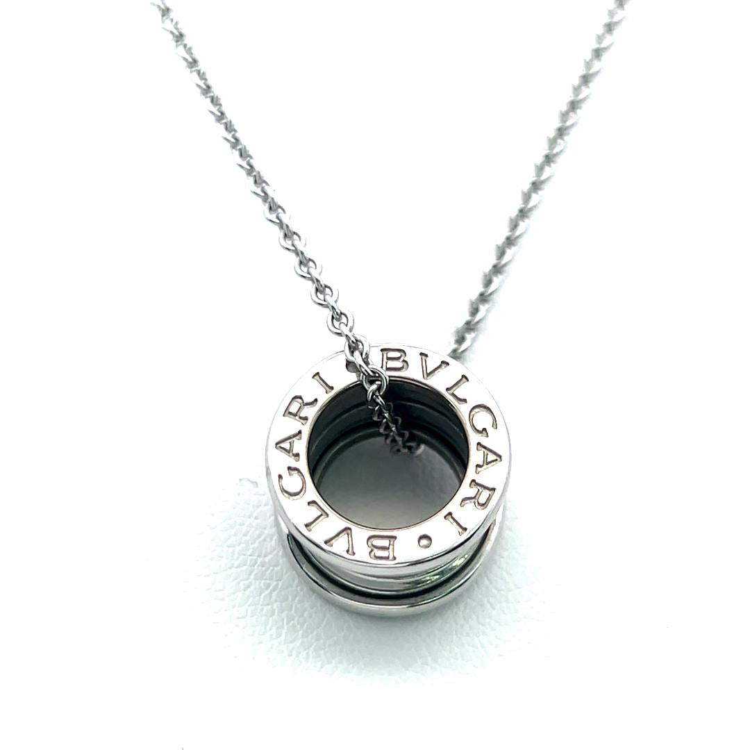 Bvlgari 18 Karat White Gold B Zero Pendant Necklace 16 Inch 11.17 Grams