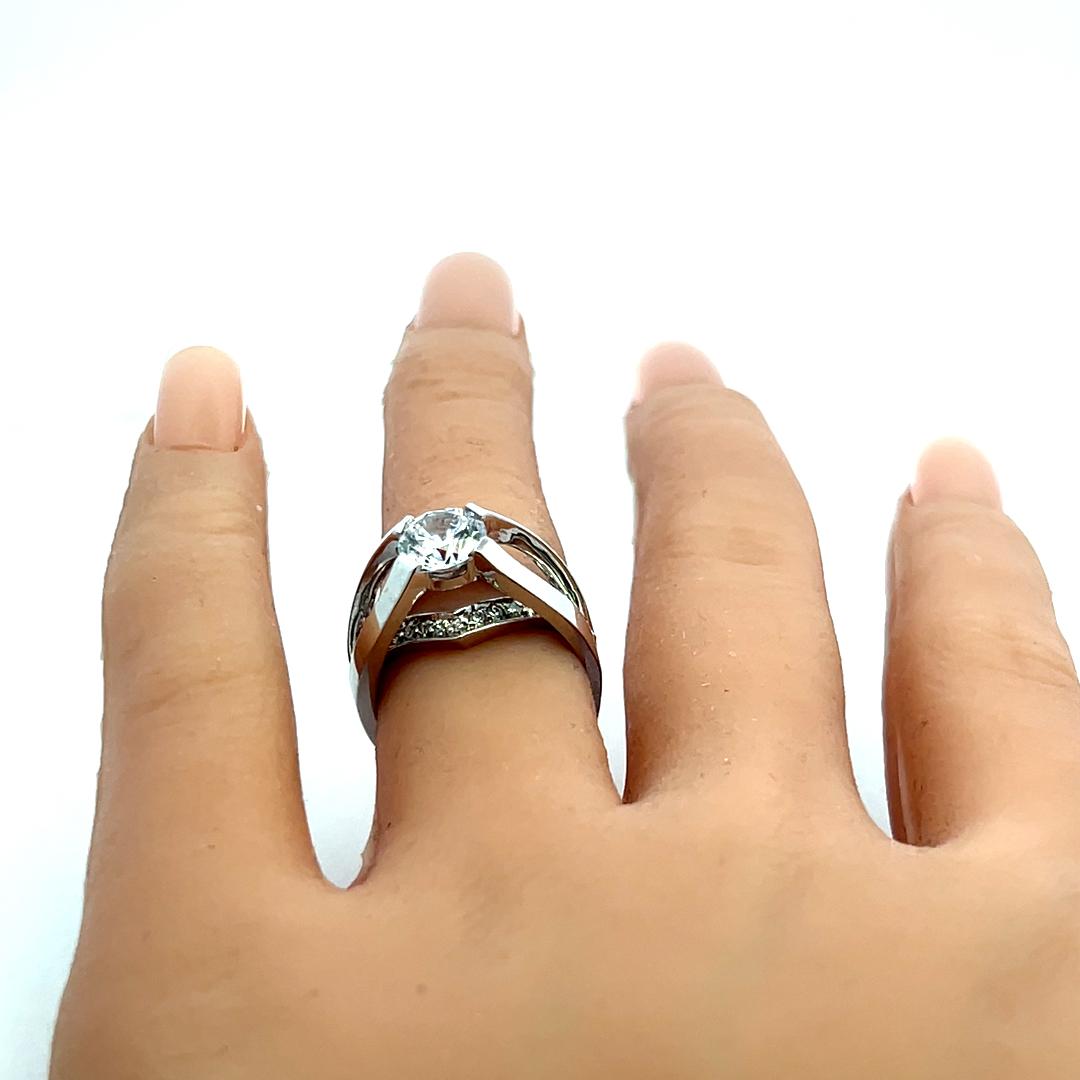 14K White Gold Engagement Ring 0.36ct Natural and 1.20 Ct Lab-Grown Diamonds